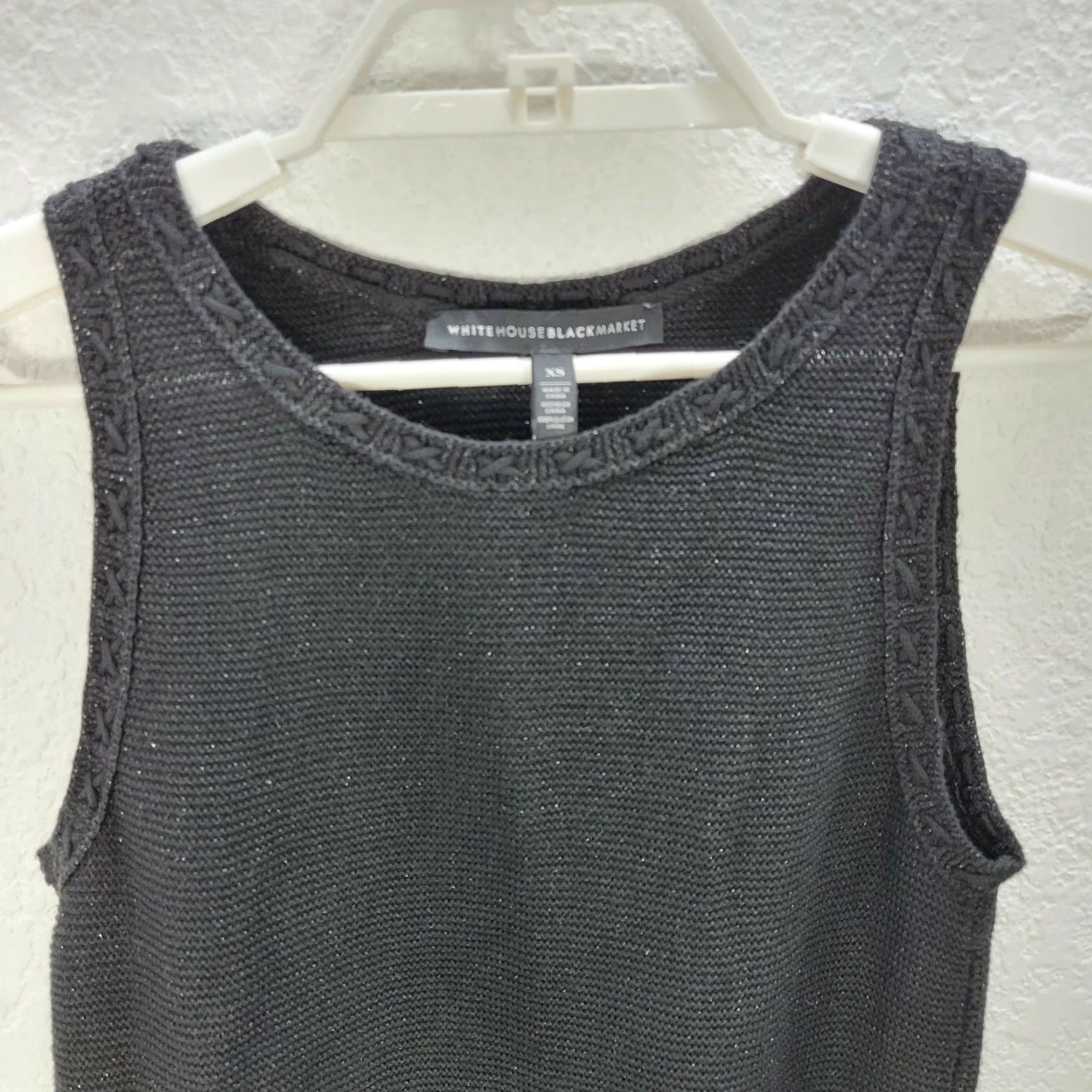 White House Black Market White House Black Market Tank Top Women's Black Micro SPARKLE Sleeveless XS Cotton Rayon Blend Round Neck Casual Regular Size XS / US 0-2 / IT 36-38 - 3 Thumbnail