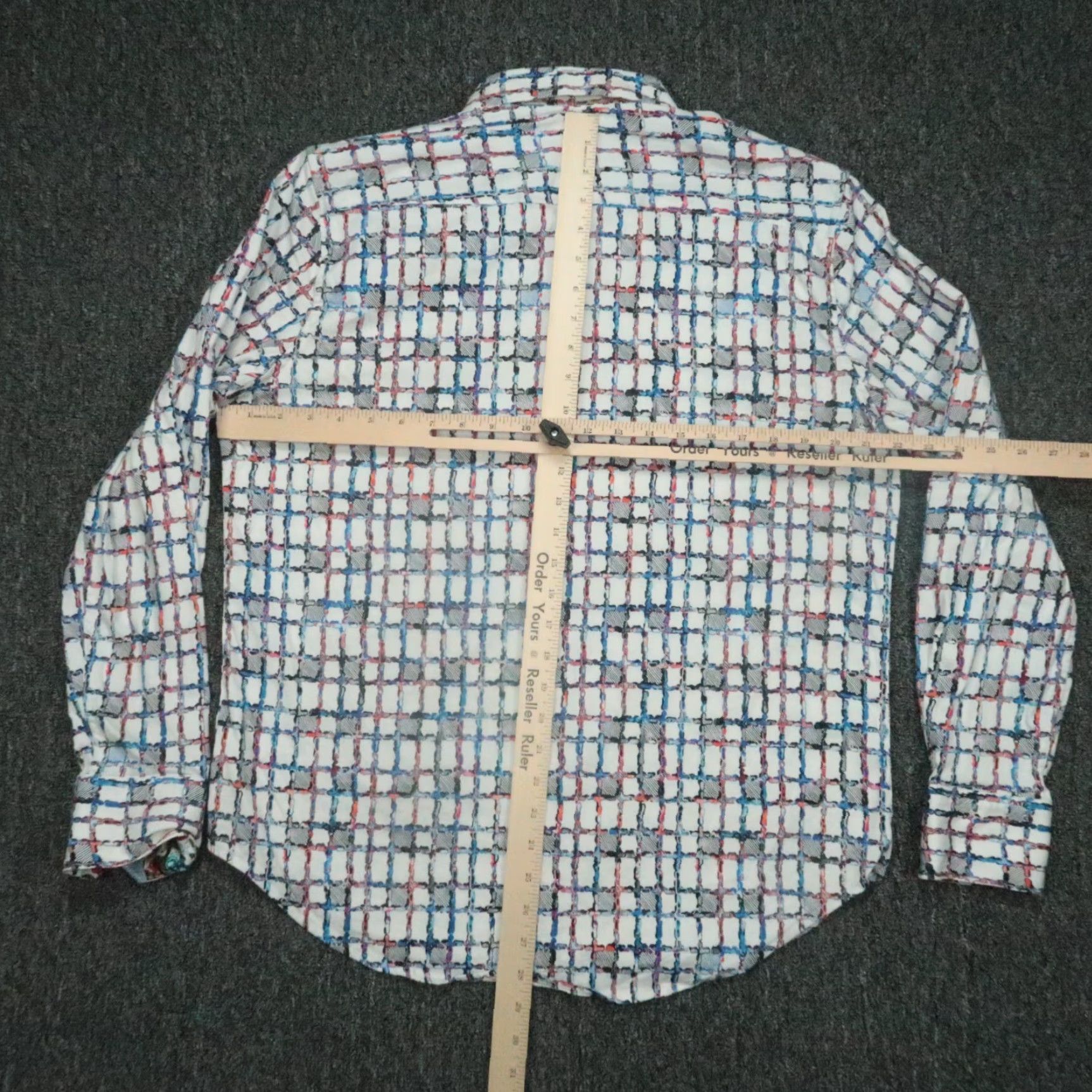 Robert Graham Robert Graham Shirt Mens Large White Abstract Check Classic Fit Long Sleeve Button-Up Size US L / EU 52-54 / 3 - 5 Thumbnail