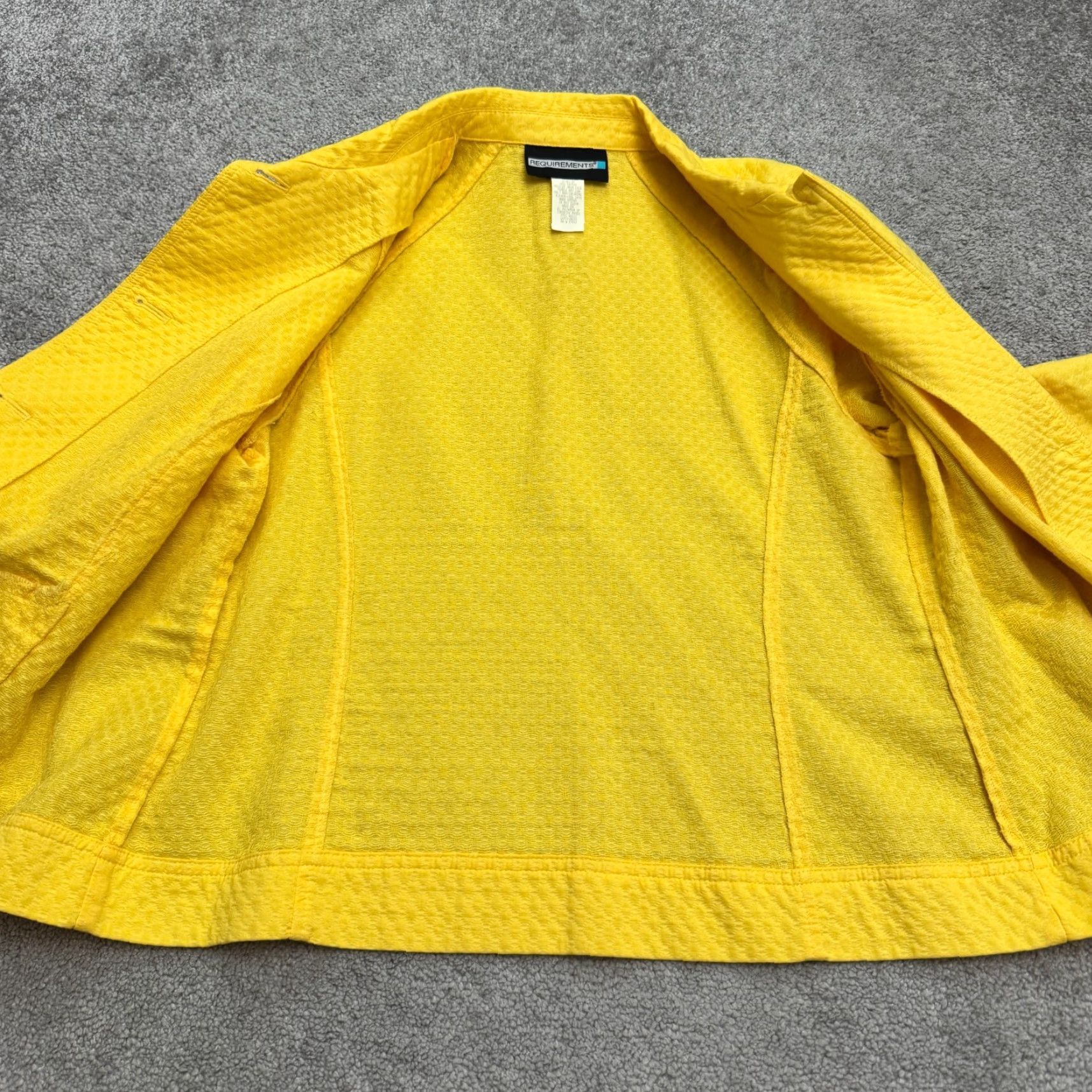 Vintage Requirements Jacket Womens 1X Plus Yellow Button Up Solid Short Sleeve Blazer Wool Blend All Seasons Casual Workwear Designer Classic Shirt Size XL / US 12-14 / IT 48-50 - 3 Thumbnail