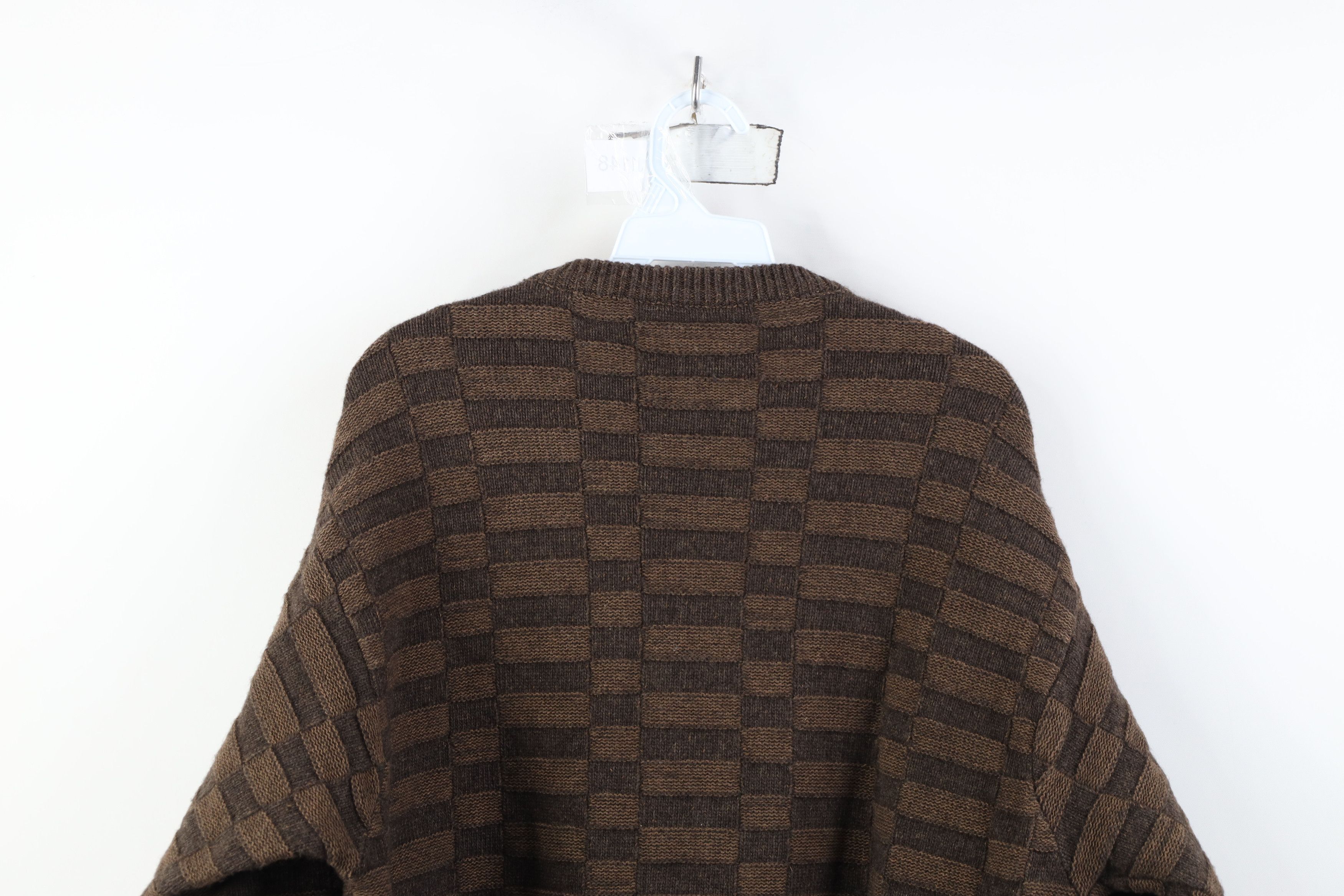 Vintage Vintage 90s Streetwear Weave Knit Crewneck Sweater Brown Size US M / EU 48-50 / 2 - 8 Thumbnail