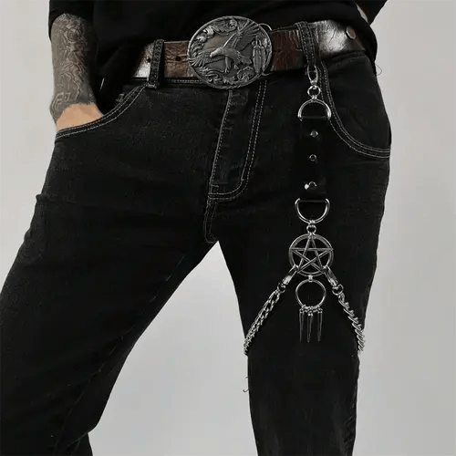 Jewelry Leather Metal Chain Keychain Size ONE SIZE - 2 Thumbnail