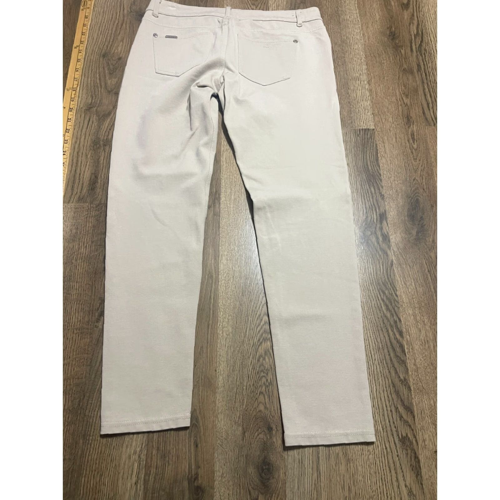Vintage Celebrity Pink Pants Womens 9 Tan Flat Front Straight Ankle Solid Size 30" / US 8 / IT 44 - 2 Thumbnail
