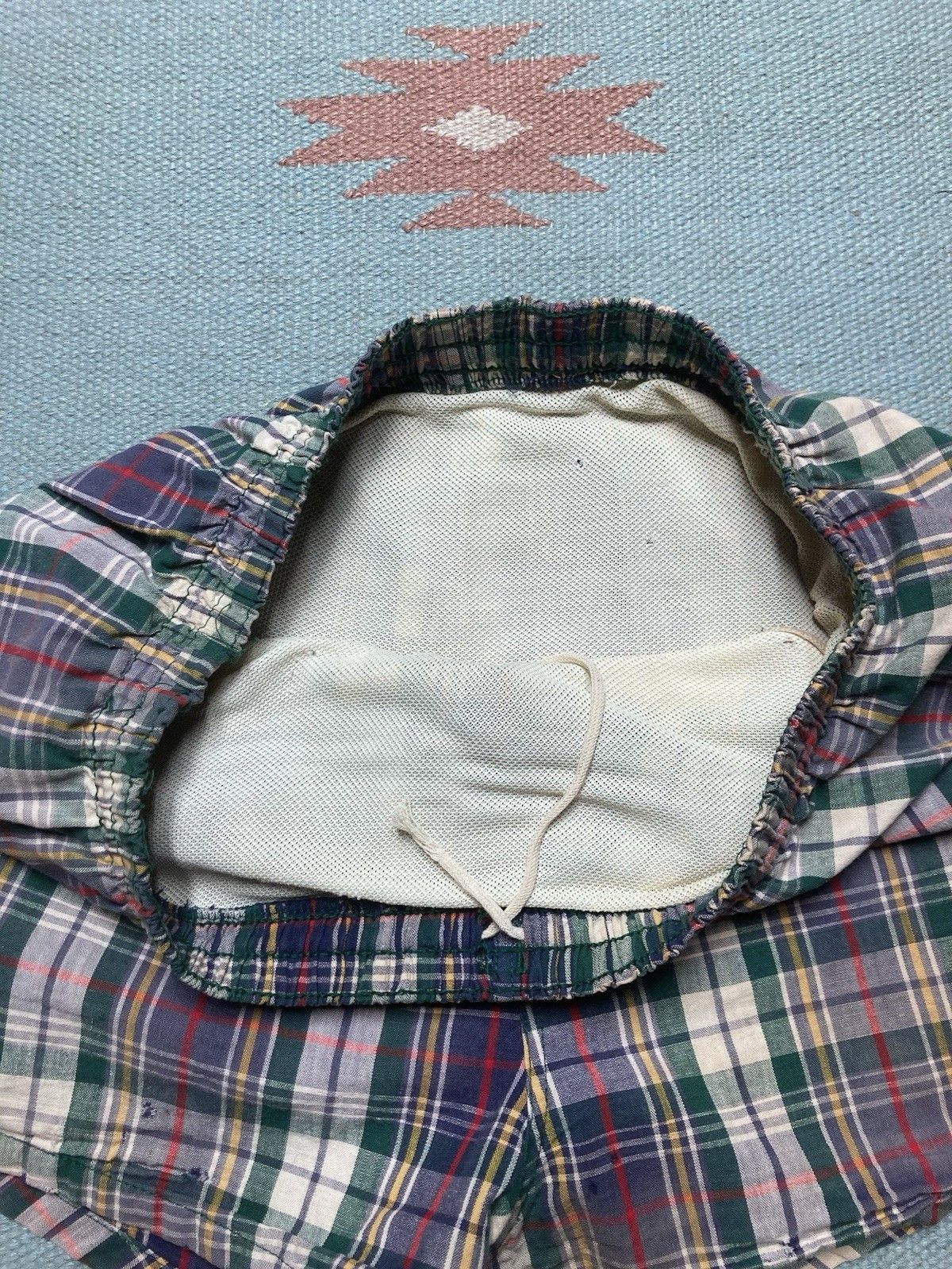 Vintage Vtg 1950s swim trunks shorts cotton plaid beach large Size US 28 / EU 44 - 5 Thumbnail