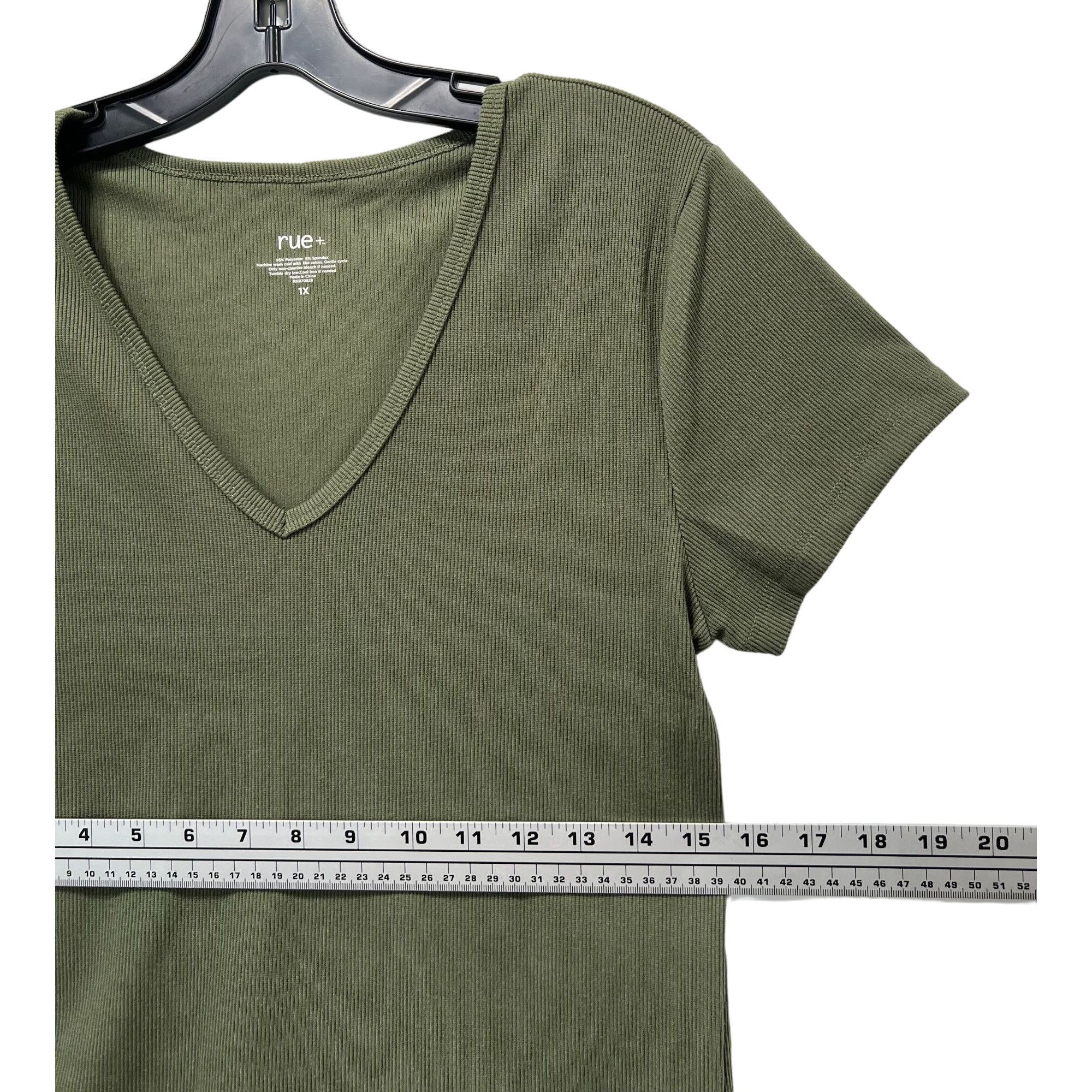 Other Rue + - Women's Short Sleeve Top - Green Olive - 1X Size XL / US 12-14 / IT 48-50 - 4 Thumbnail