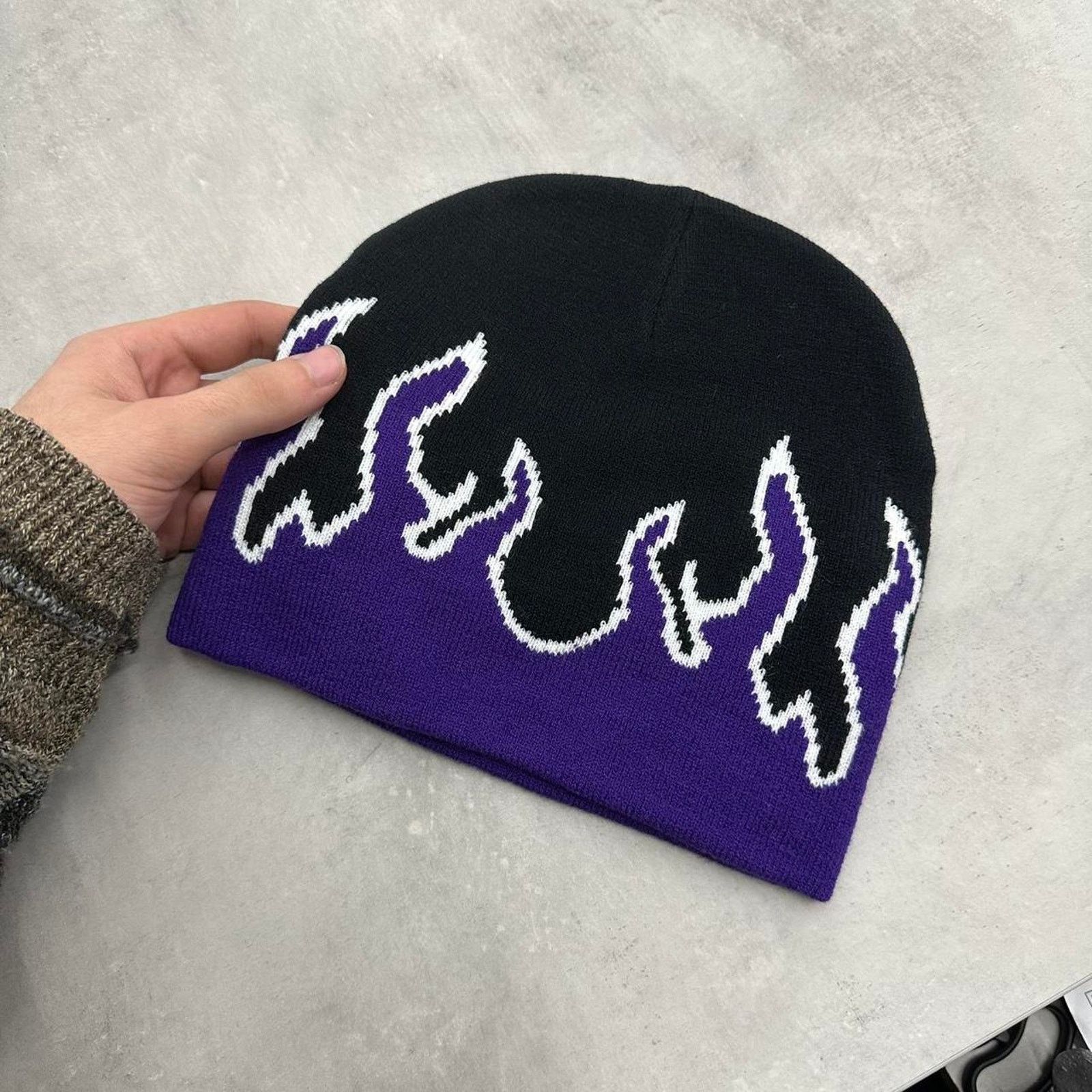 Other Vintage Style Purple Flame Beanie Hat Size ONE SIZE - 2 Thumbnail