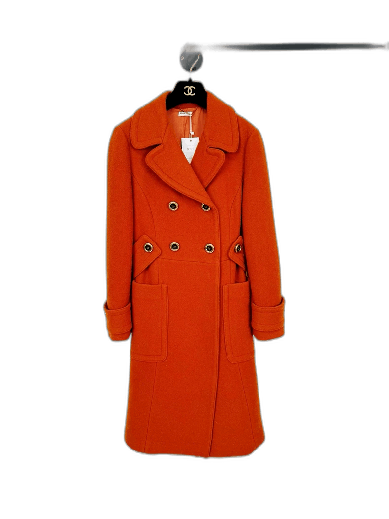 PRADA long coat Orange Vintage M相当 orange-polyester-prada-jacket-