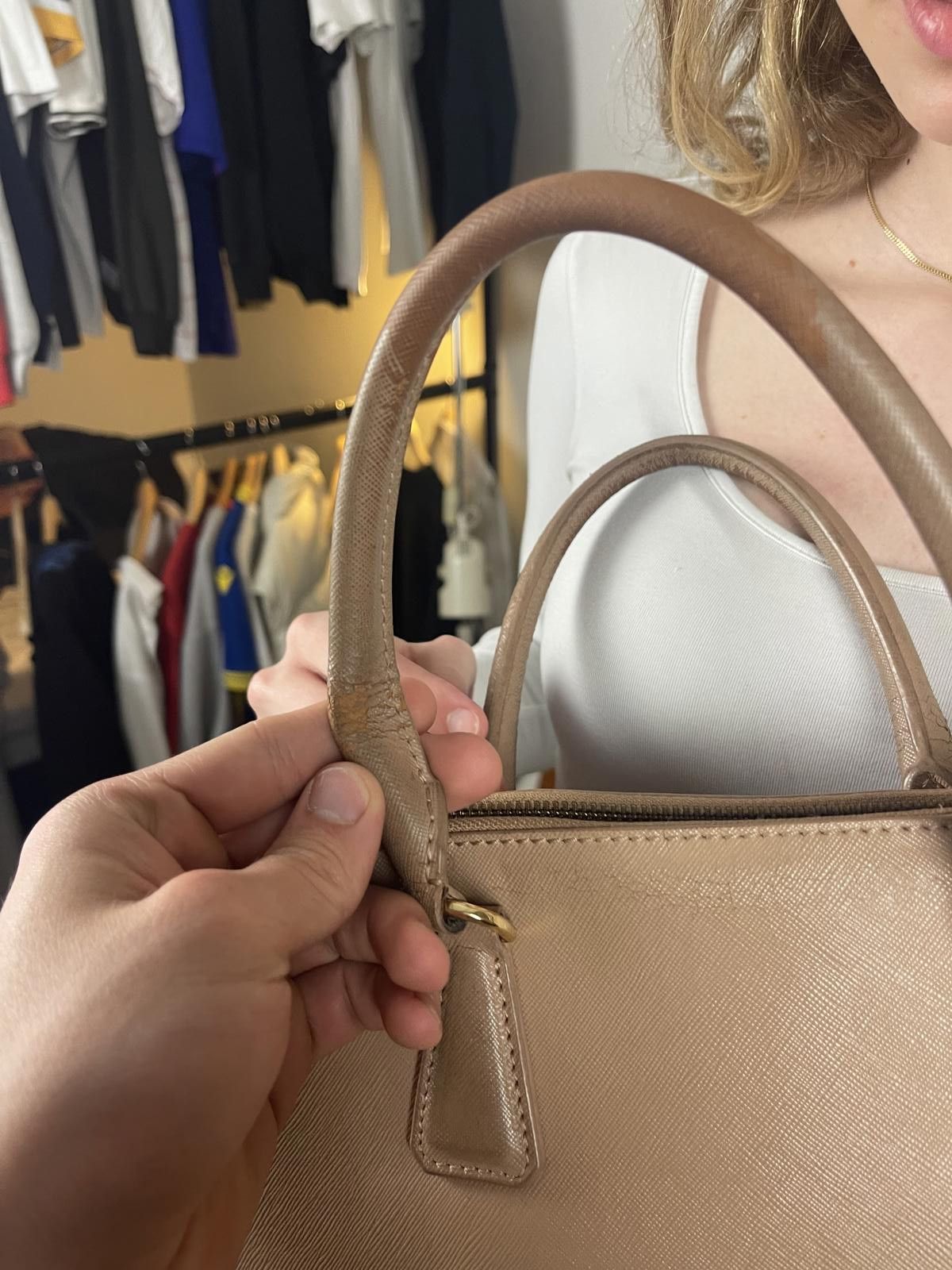 Prada Prada - Beige Leather Tote Bag Size ONE SIZE - 5 Thumbnail