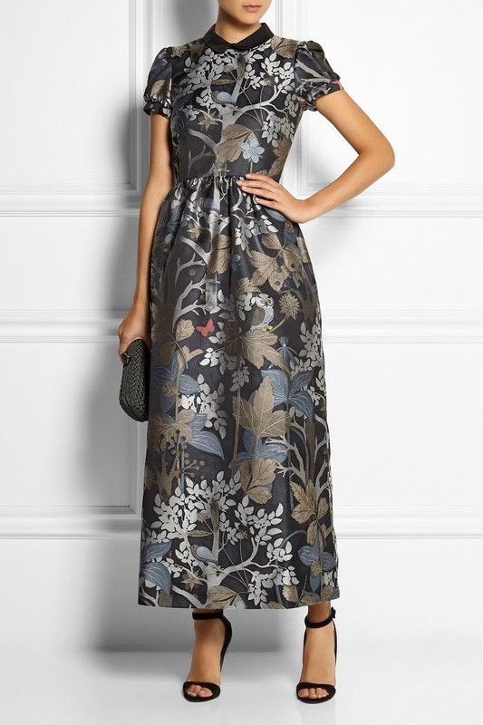 RED Valentino Red Valentino Forest Floral Metallic Jacquard Dress Size M / US 6-8 / IT 42-44 - 1 Thumbnail
