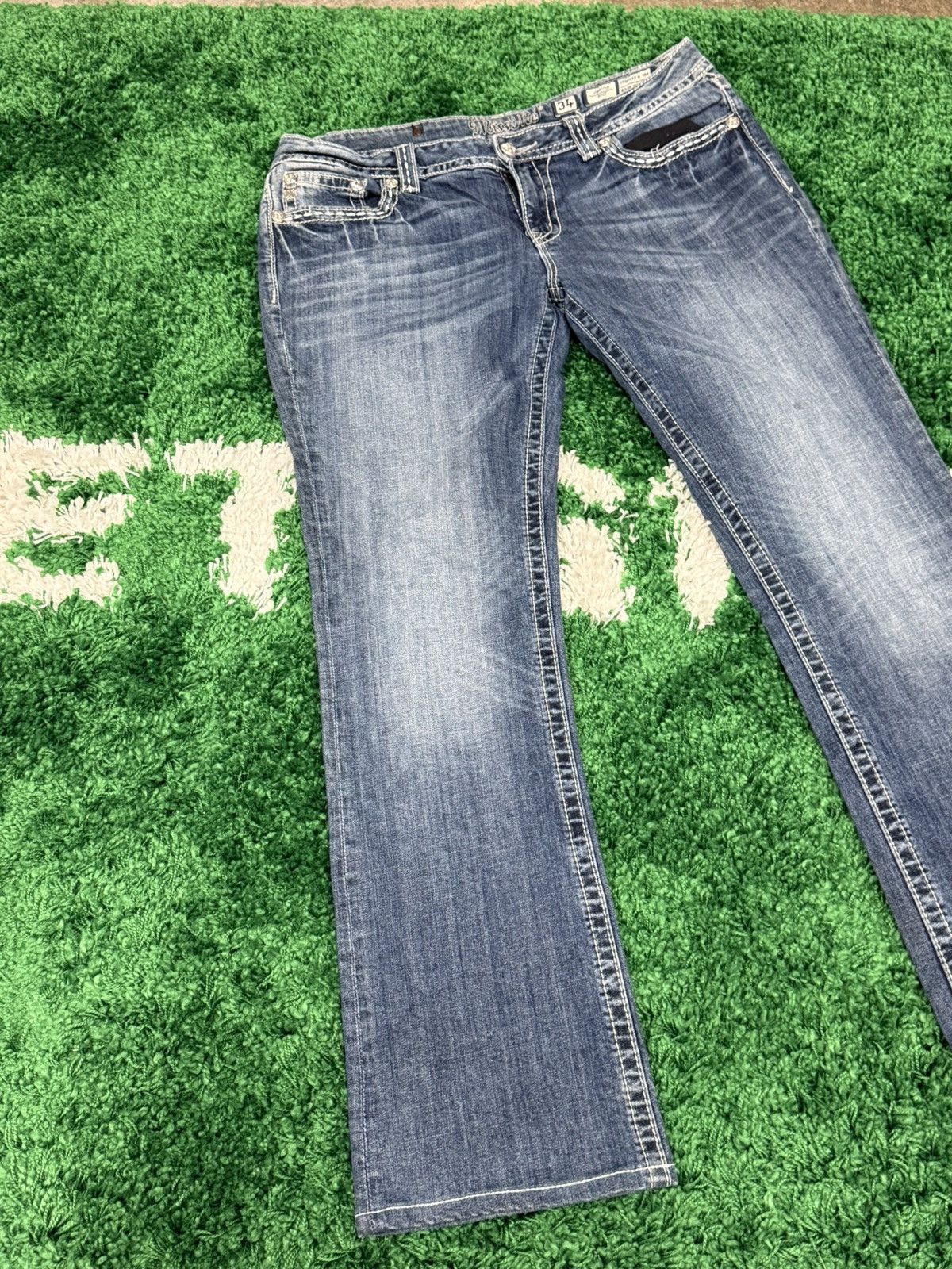Miss Me Miss Me Embroidered Web Flap Pocket Contrast Stitch Denim 34 Size 34" / US 12 / IT 48 - 6 Thumbnail