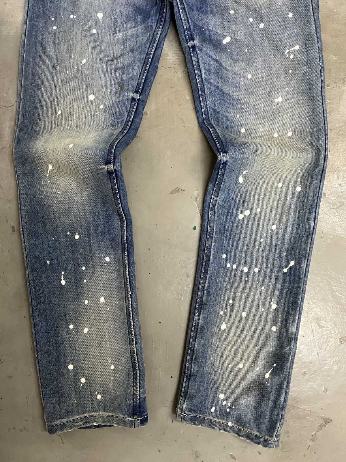 If Six Was Nine WASHED DENIM PAINT SPLATTER JEANS JUNYA HELMUT LANG STYLE Size US 34 / EU 50 - 2 Thumbnail