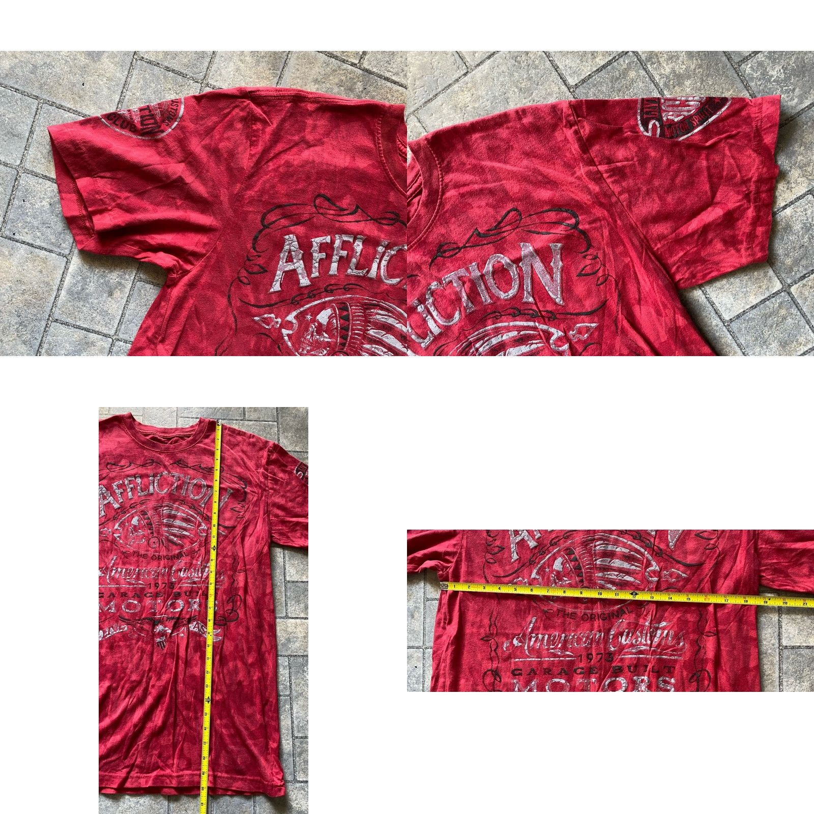 Affliction Affliction T Shirt Men Large Red Short Sleeve Garage Built Motors Live Fast Mens L Red Short Sleeve T-Shirt Affliction Size US L / EU 52-54 / 3 - 8 Thumbnail