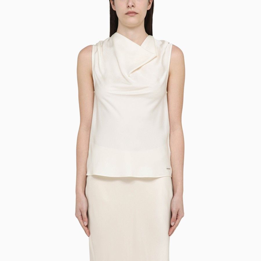 Calvin Klein o1d2blof0824 Viscose Sleeveless Blouse in Ivory Size M / US 6-8 / IT 42-44 - 1 Thumbnail