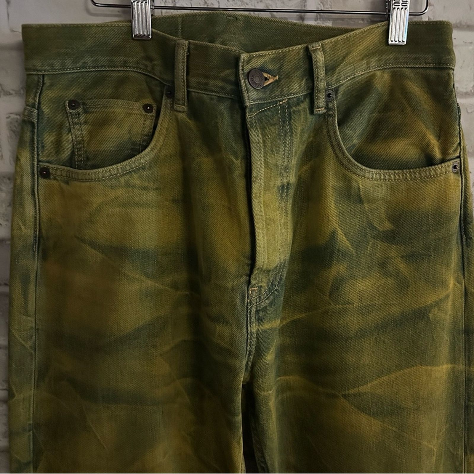 Acne Studios Jello 2021M Wide Jeans EU 30 Electric Green / Yellow Tie Dye Size US 36 / EU 52 - 8 Thumbnail