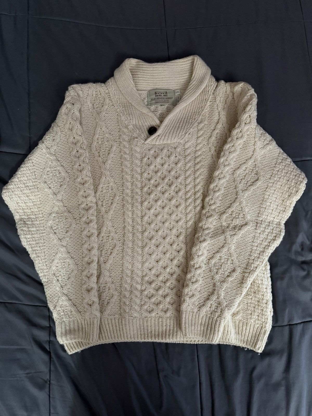 Aran Sweater Market Aran Sweater Market Shawl Neck Honeycomb Cable Knit Sweater Size US S / EU 44-46 / 1 - 1 Thumbnail