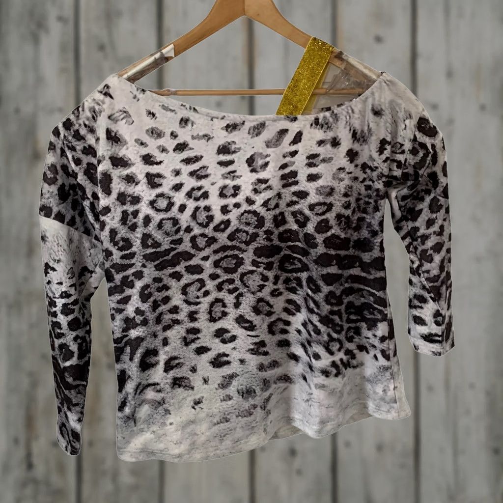 Vintage C.o.z.y. Womens Grey Animal Print Casual Off The Shoulder Blouse Top Long Sleeve M Size M / US 6-8 / IT 42-44 - 1 Thumbnail