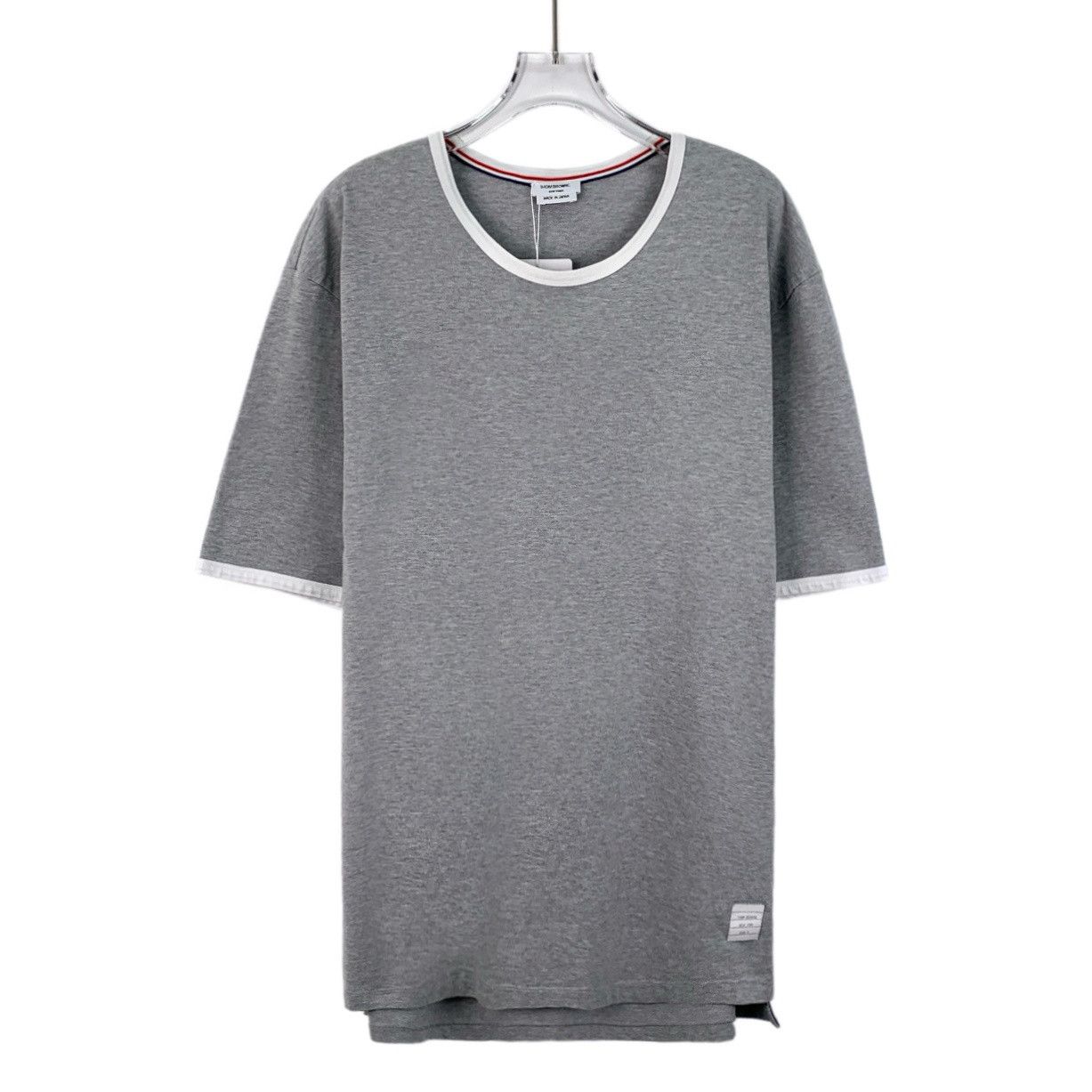 Tom Ford Thom Browne Gray White-Trimmed Crewneck T-Shirt (5) Size US XXL / EU 58 / 5 - 1 Thumbnail