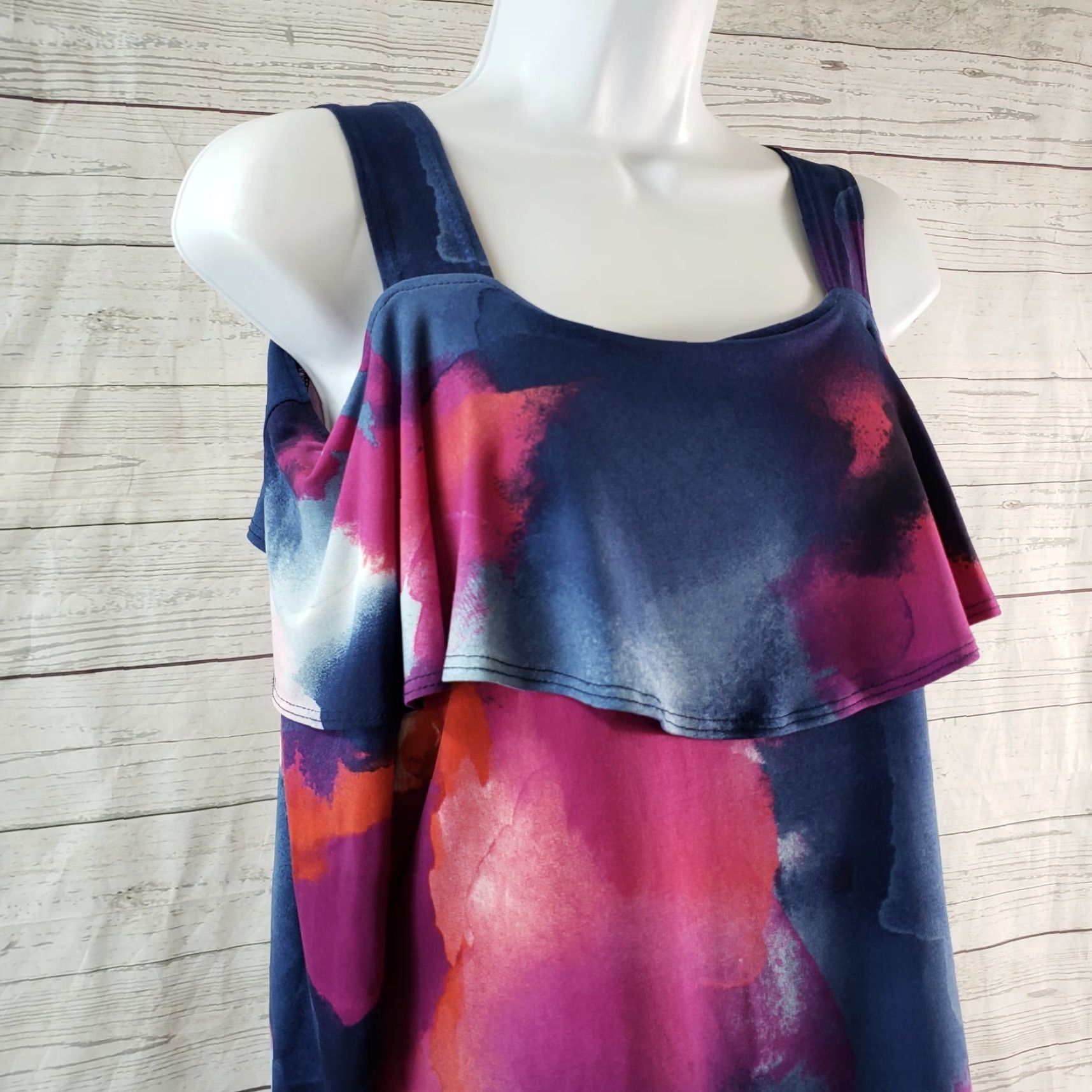 Vintage Clara Sun Woo Womens Blouse XS Blue 3/4 Sleeve Cold Shoulder Square Neck Pullover Regualr Size Womens Size XS / US 0-2 / IT 36-38 - 2 Thumbnail