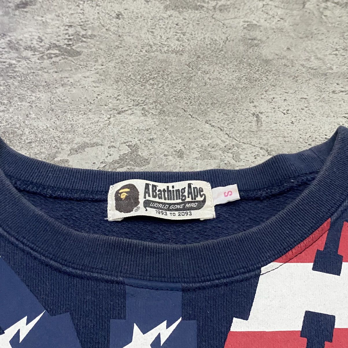 Bape Bape Flag Big Logo Navy Crewneck Size S / US 4 / IT 40 - 2 Thumbnail
