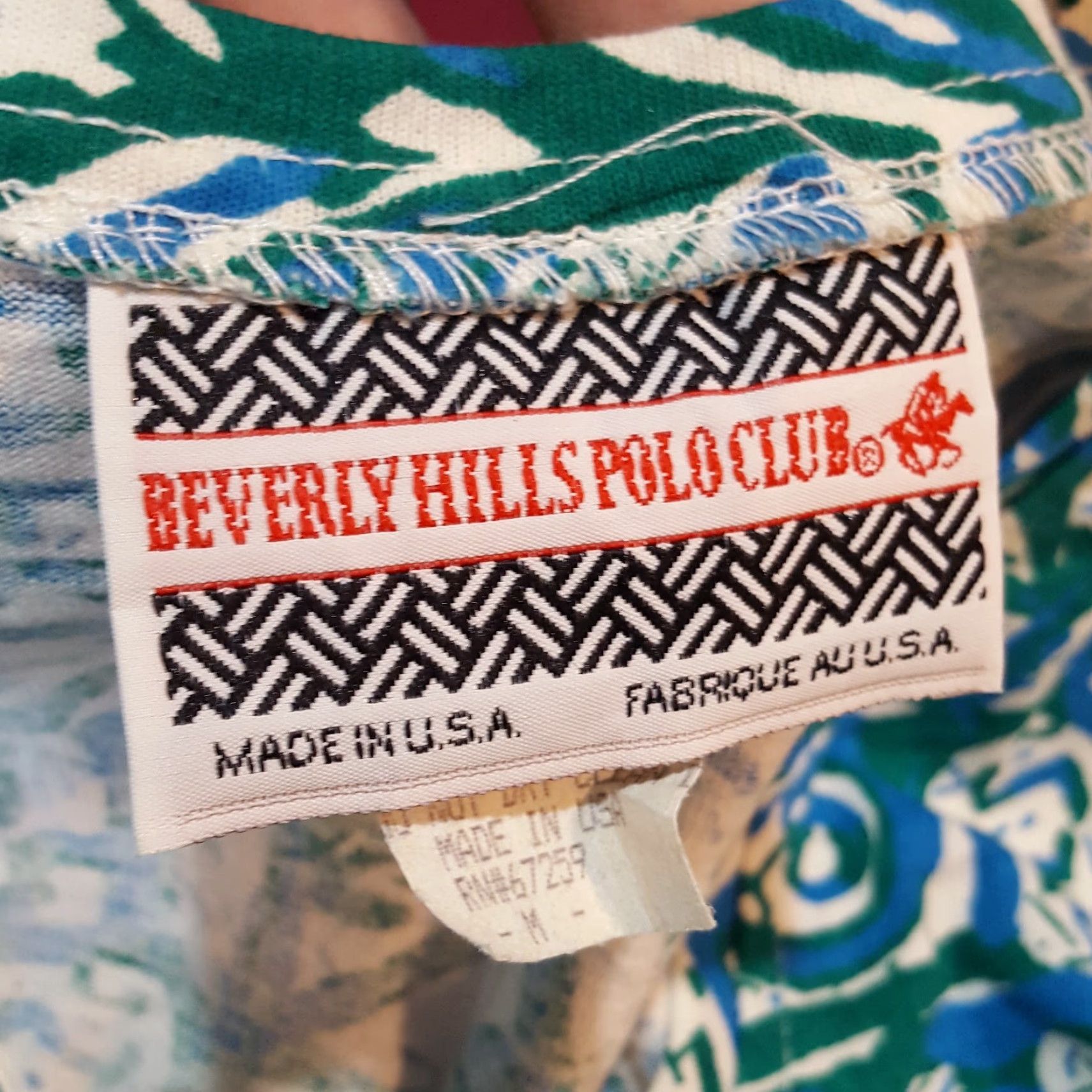 Beverly Hills Polo Club VINTAGE Aztec Teal Beverly Hills Polo Club T-Shirt Womens Medium Short Sleeve Henley Beach Art 90s Vintage Retro 90s Beach Shirt Womens M Green Top Size M / US 6-8 / IT 42-44 - 7 Thumbnail