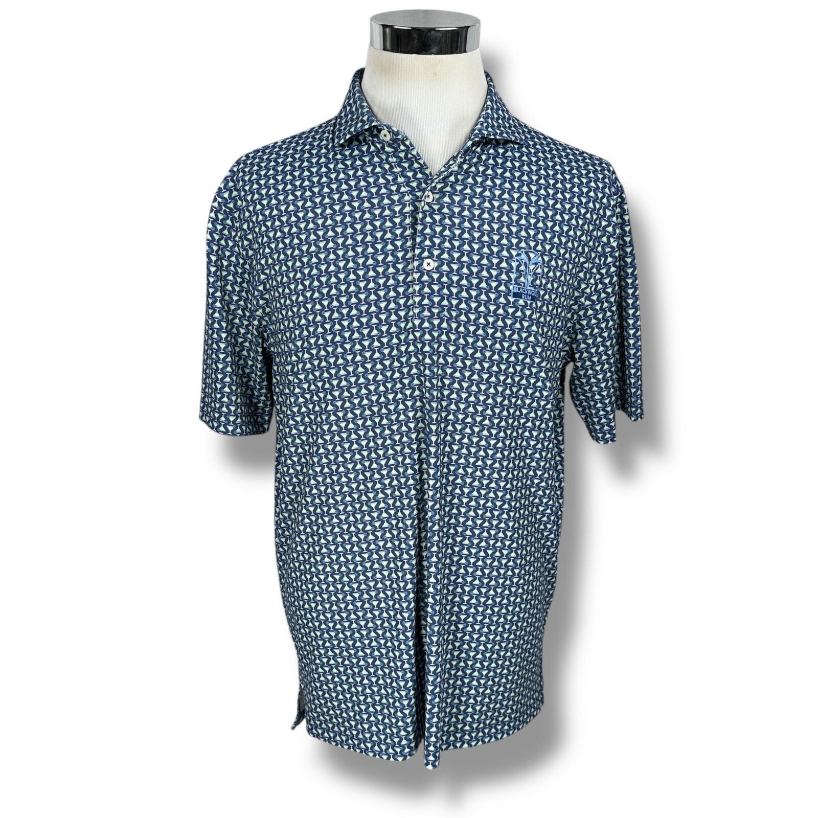 Other Turtleson Polo Shirt Men Large Blue Margarita Cocktail AOP Size US L / EU 52-54 / 3 - 1 Thumbnail