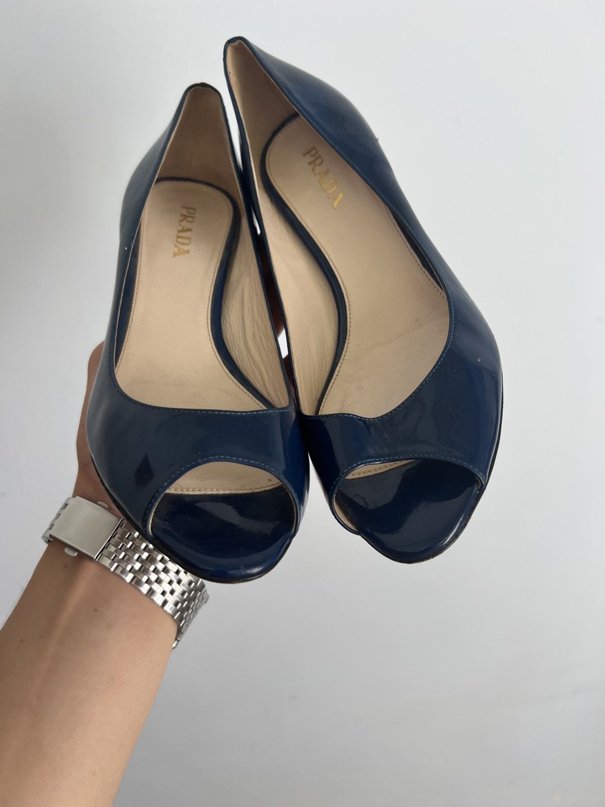 Prada Prada Blue Suede Kitten Heel Pumps Size US 8 / IT 38 - 4 Thumbnail