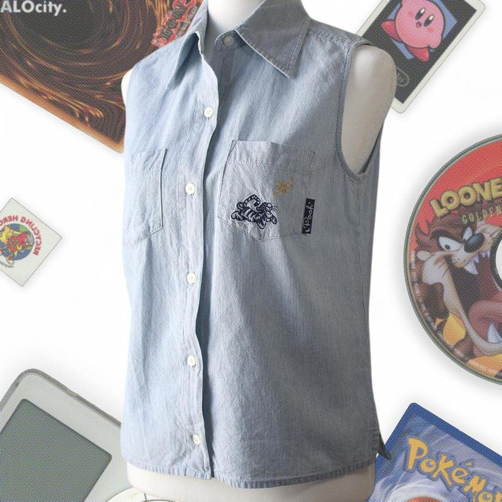 Disney Light blue striped vintage 90s Size US S / EU 44-46 / 1 - 1 Thumbnail