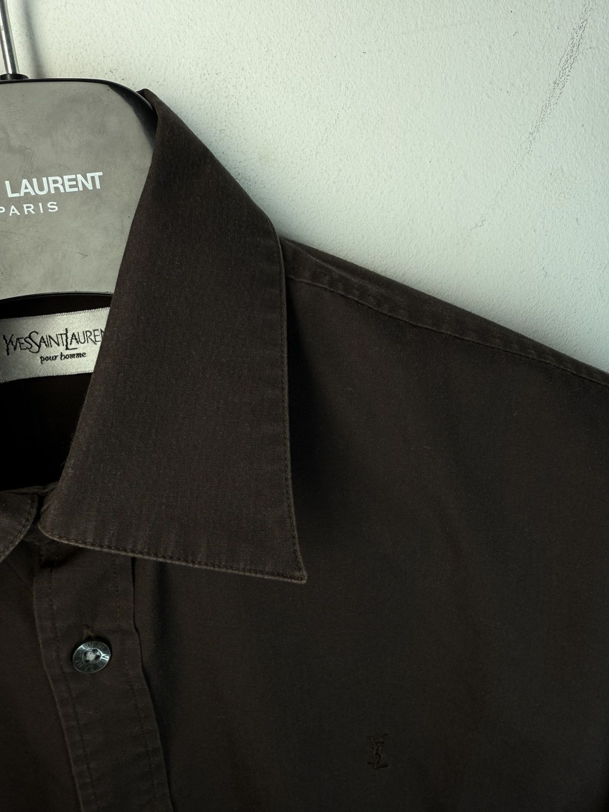Yves Saint Laurent Brown YSL Shirt Button Up Dress Luxury Casual Collar Y2k Size US S / EU 44-46 / 1 - 14 Thumbnail