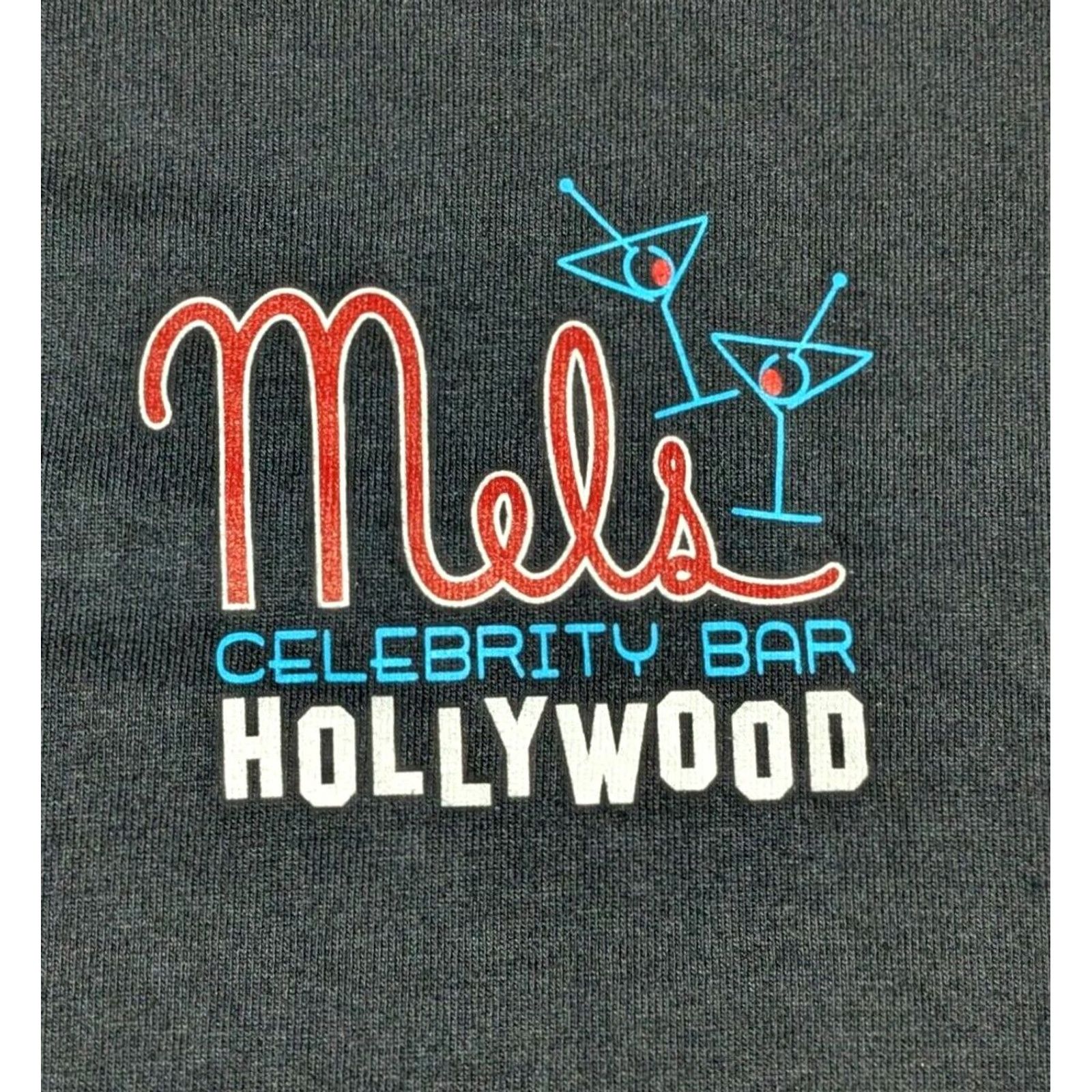 Vintage MELS CELEBRITY BAR HOLLYWOOD Men XL Black Double-Sided T-Shirt EUC Size US XL / EU 56 / 4 - 5 Thumbnail