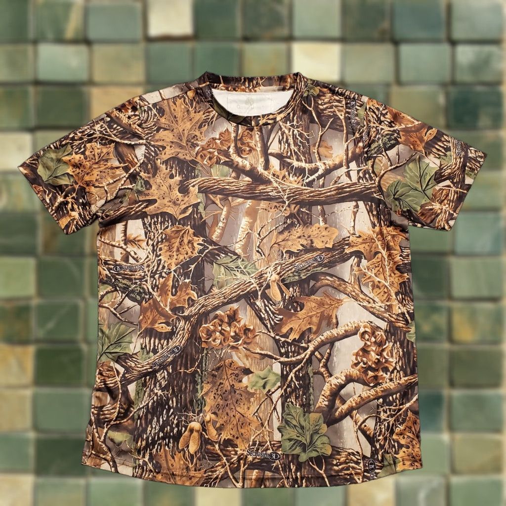 Vintage Seclusion 3D Camoflage Shirt Mens Medium Brown Camo Short Sleeve 100% Polyester Shirt Mens M Brown Camouflage 3D Seclusion Size US M / EU 48-50 / 2 - 1 Thumbnail