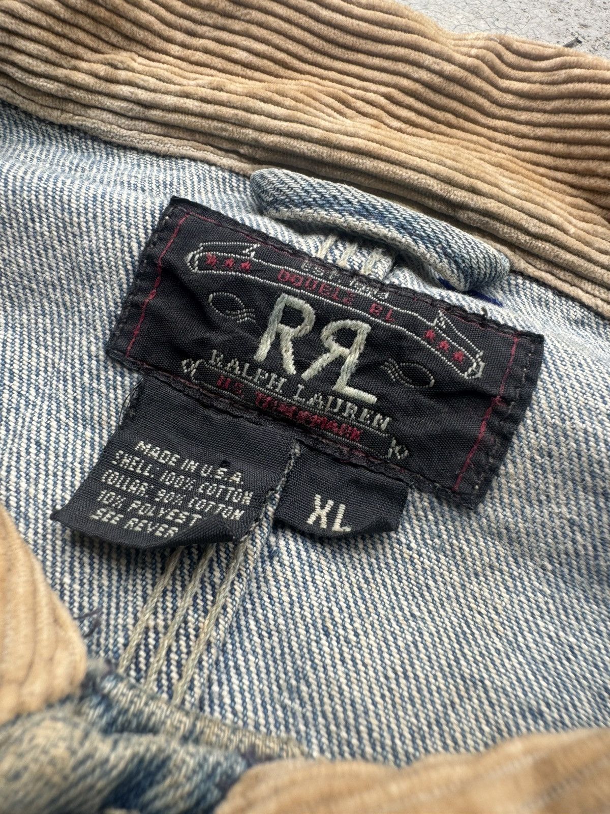 RRL Ralph Lauren × Ralph Lauren × Vintage Vintage RRL corduroy collar denim jacket ralph lauren Size US XL / EU 56 / 4 - 13 Thumbnail