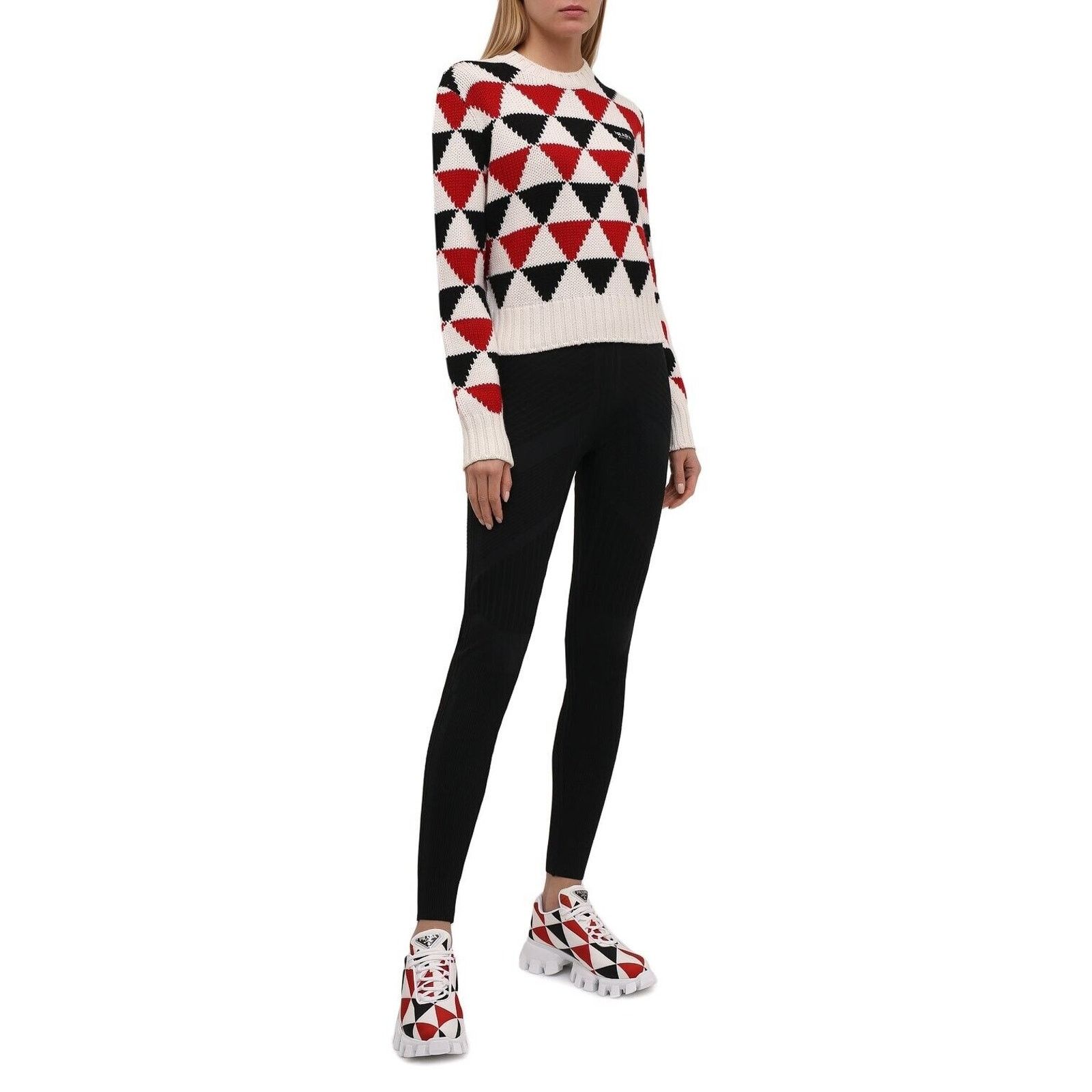 Prada 1E863M WHITE BLACK RED NYLON LOGO THUNDER LOW SNEAKERS 38.5 Size US 8.5 / IT 38.5 - 2 Thumbnail