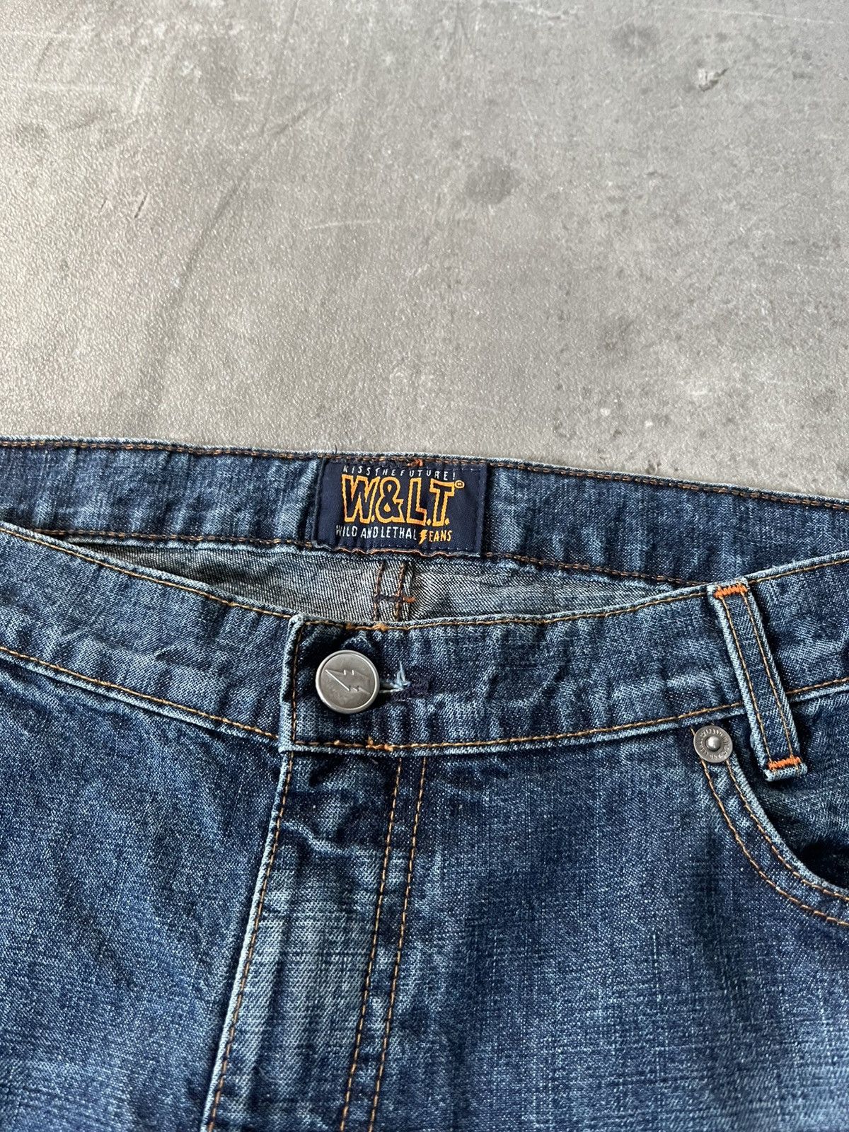 Walter Van Beirendonck Vintage Walter Van Beirendonck scratch flared navy jeans Size US 33 - 5 Thumbnail
