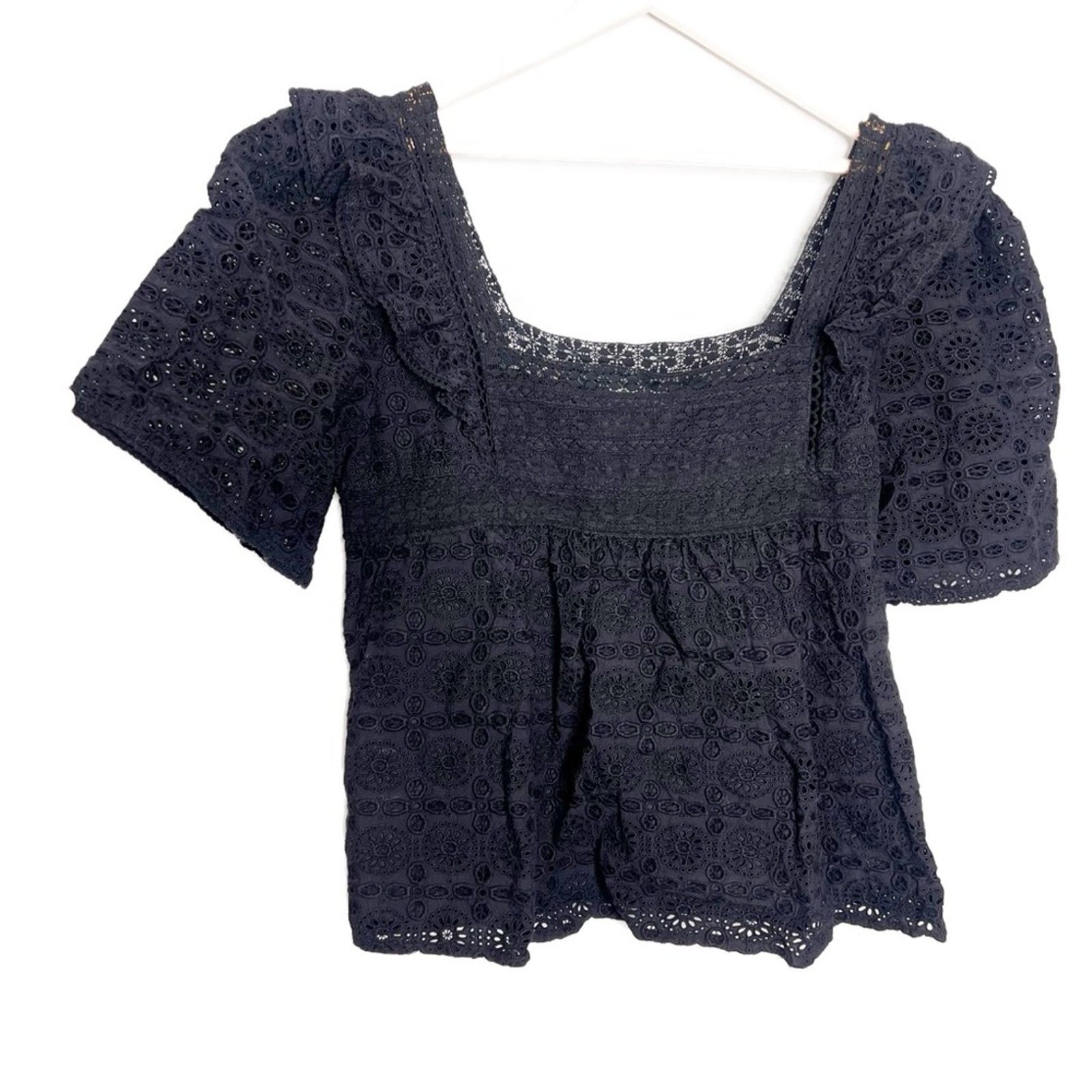 Vineyard Vines New with Tag Vineyard Vines Women's Black Eyelet Blouse Size XL / US 12-14 / IT 48-50 - 5 Thumbnail