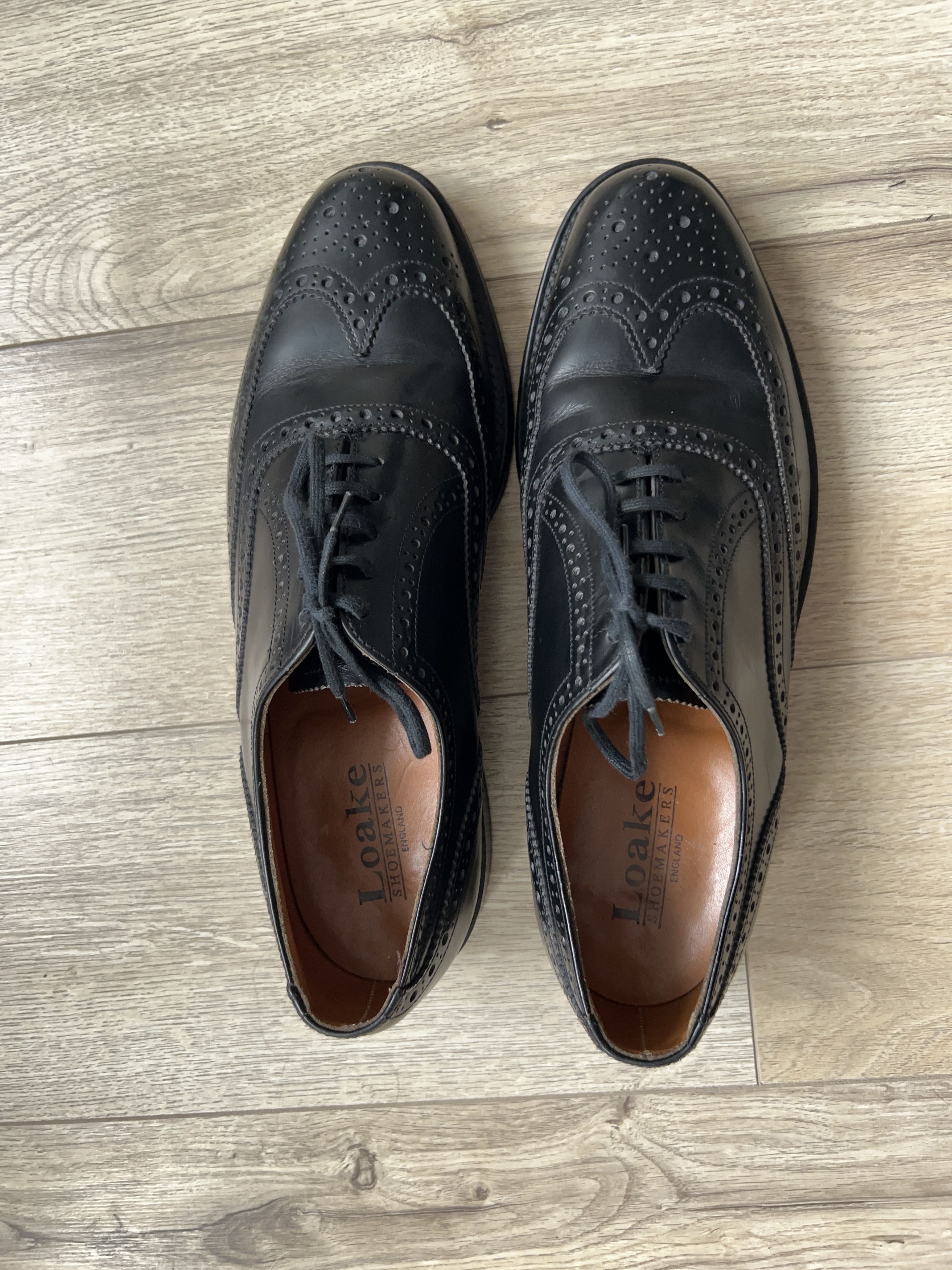 Leather × Loake Mens Shoemakers Black Brogue Shoes Formal Size UK 9 US 10 Size US 10 / EU 43 - 2 Thumbnail