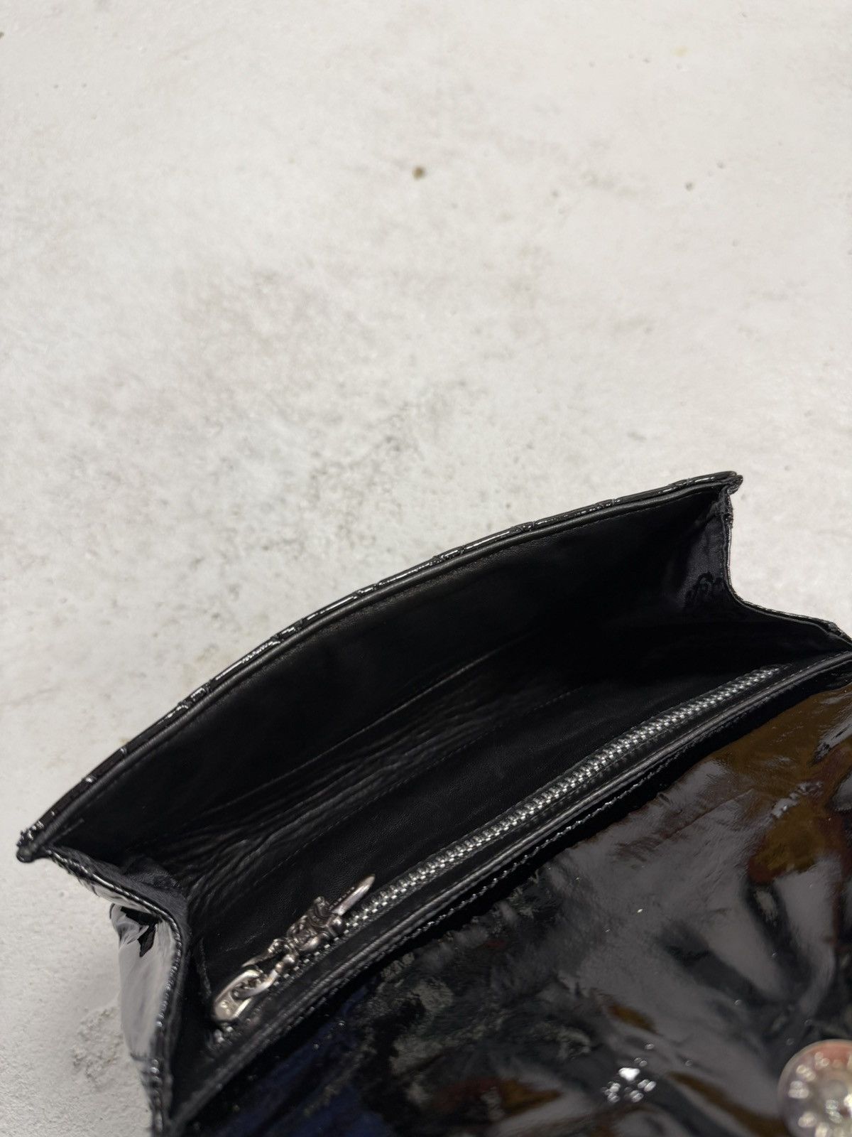 Chrome Hearts Chrome Hearts Plus Patent Leather Wallet Clutch Bag Black Size ONE SIZE - 8 Thumbnail