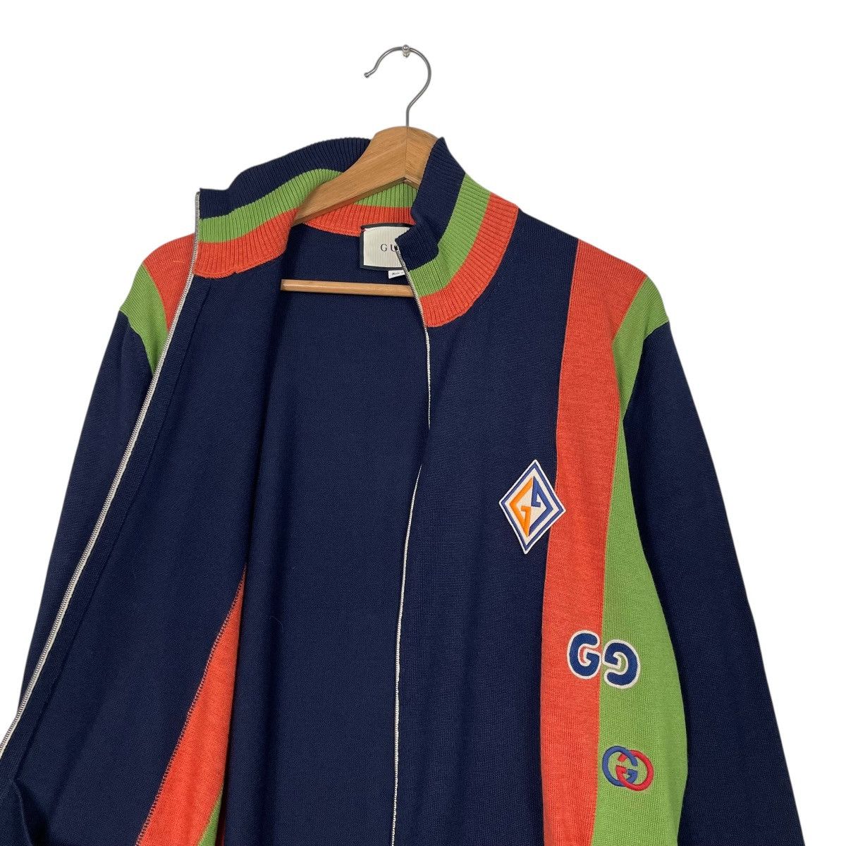 Gucci Gucci Logo-Appliquéd Striped Wool Zip-Up Sweater Jacket Size US L / EU 52-54 / 3 - 11 Thumbnail