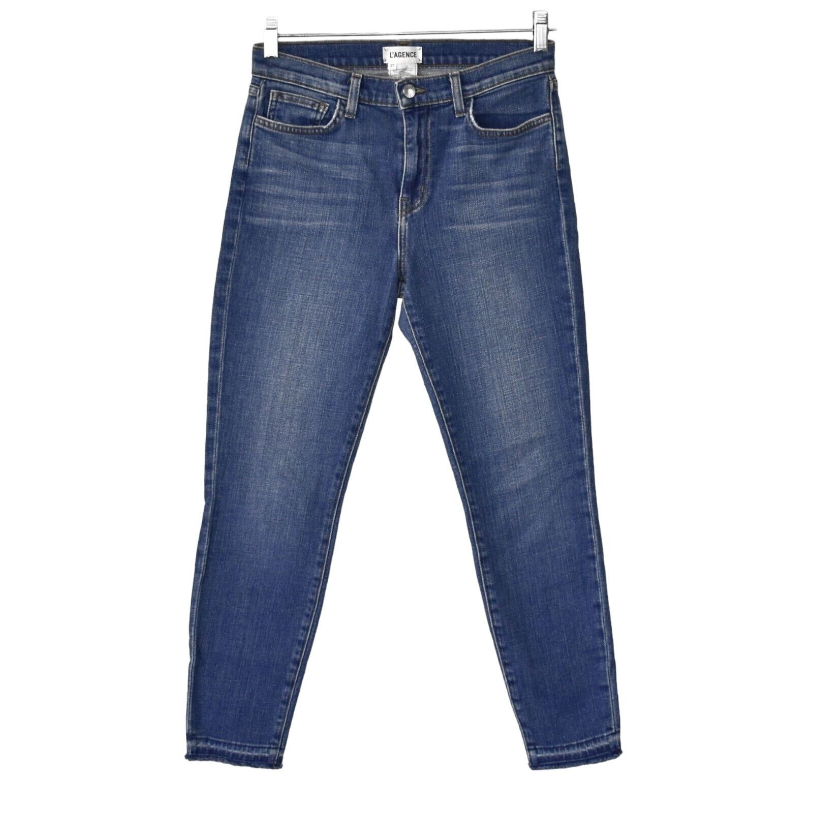 L'AGENCE A6 NEW L'AGENCE Blue Denim Raw Hem Skinny Jeans Size 27 Size 27" / US 4 / IT 40 - 1 Thumbnail