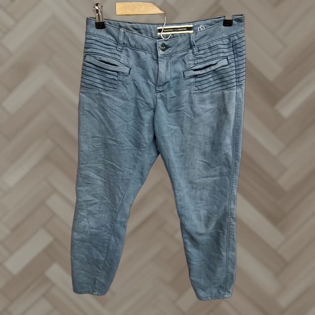 Anthropologie Daughters Of the Liberation Pants Womens Blue Straight 27 Denim Cotton Blend Zip 27in Inseam Classic Vintage: No Anthropologie Mens Womens Girls? Size 27" / US 4 / IT 40 - 1 Thumbnail