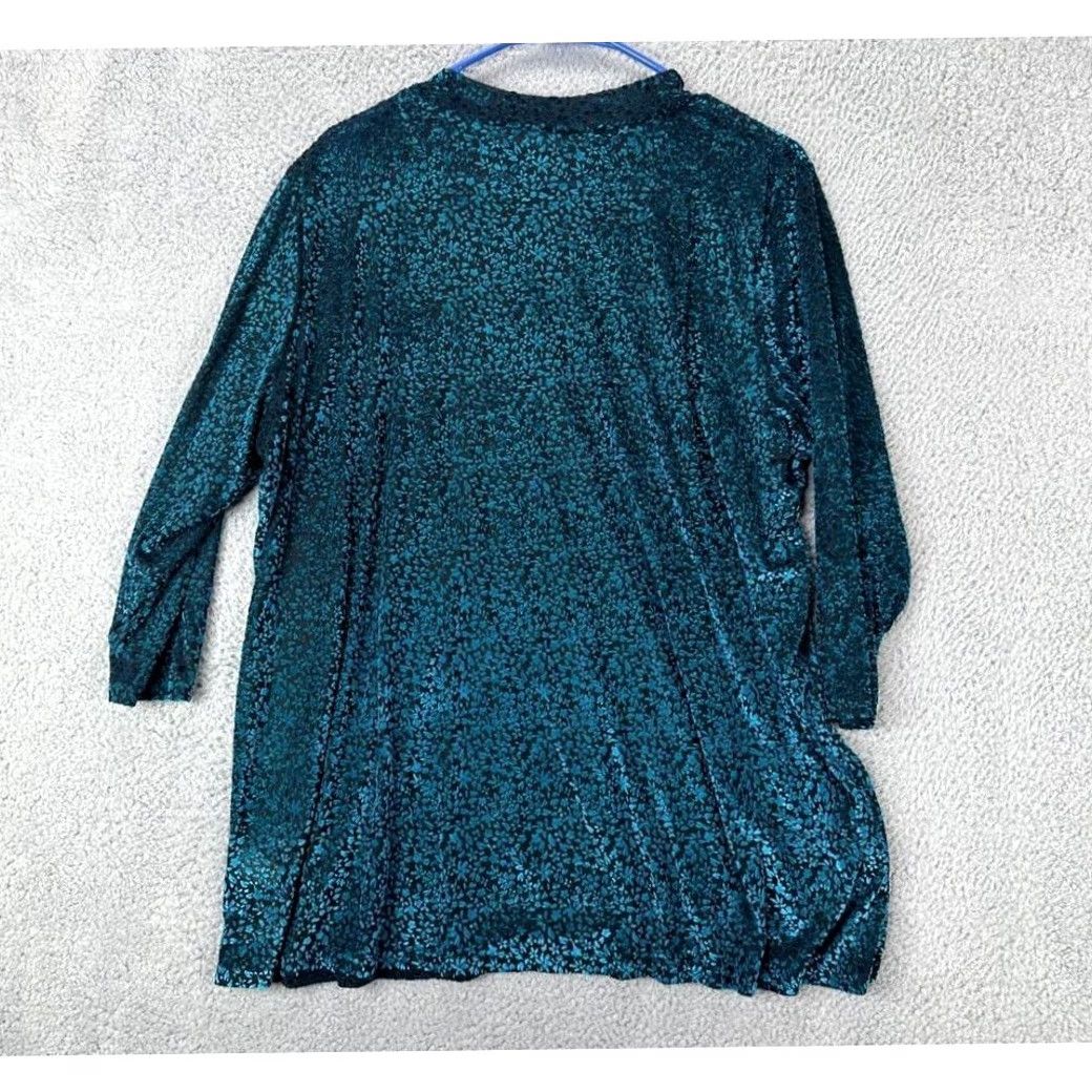 Logo 7 Logo Layers Floral Blouse Shirt Womens 2X Plus Green 3 Quarter Sleeve Top Size XXL / US 16-18 / IT 52-54 - 2 Thumbnail