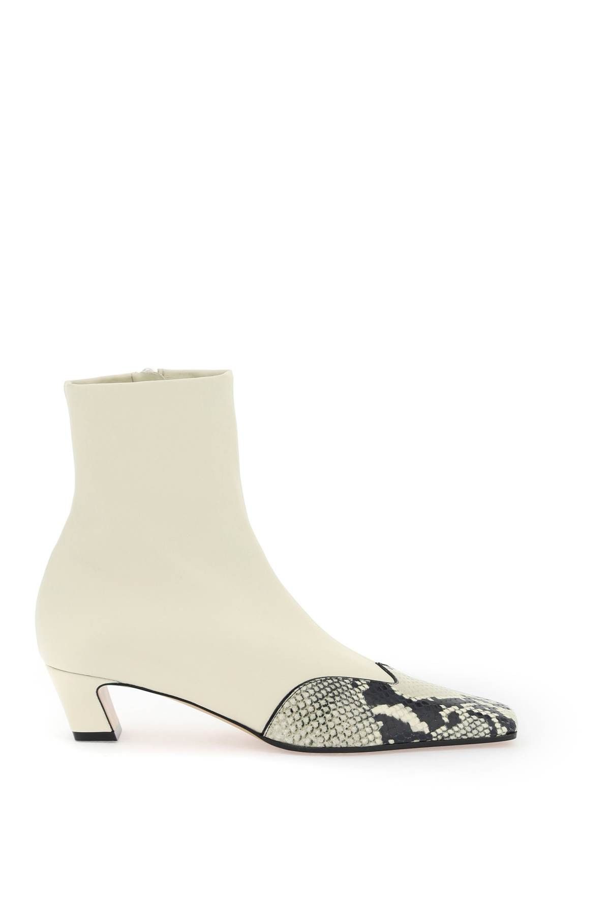 image of Khaite "dallas Ankle Boots With Python Insert in Bone Natural, Women's (Size 6)