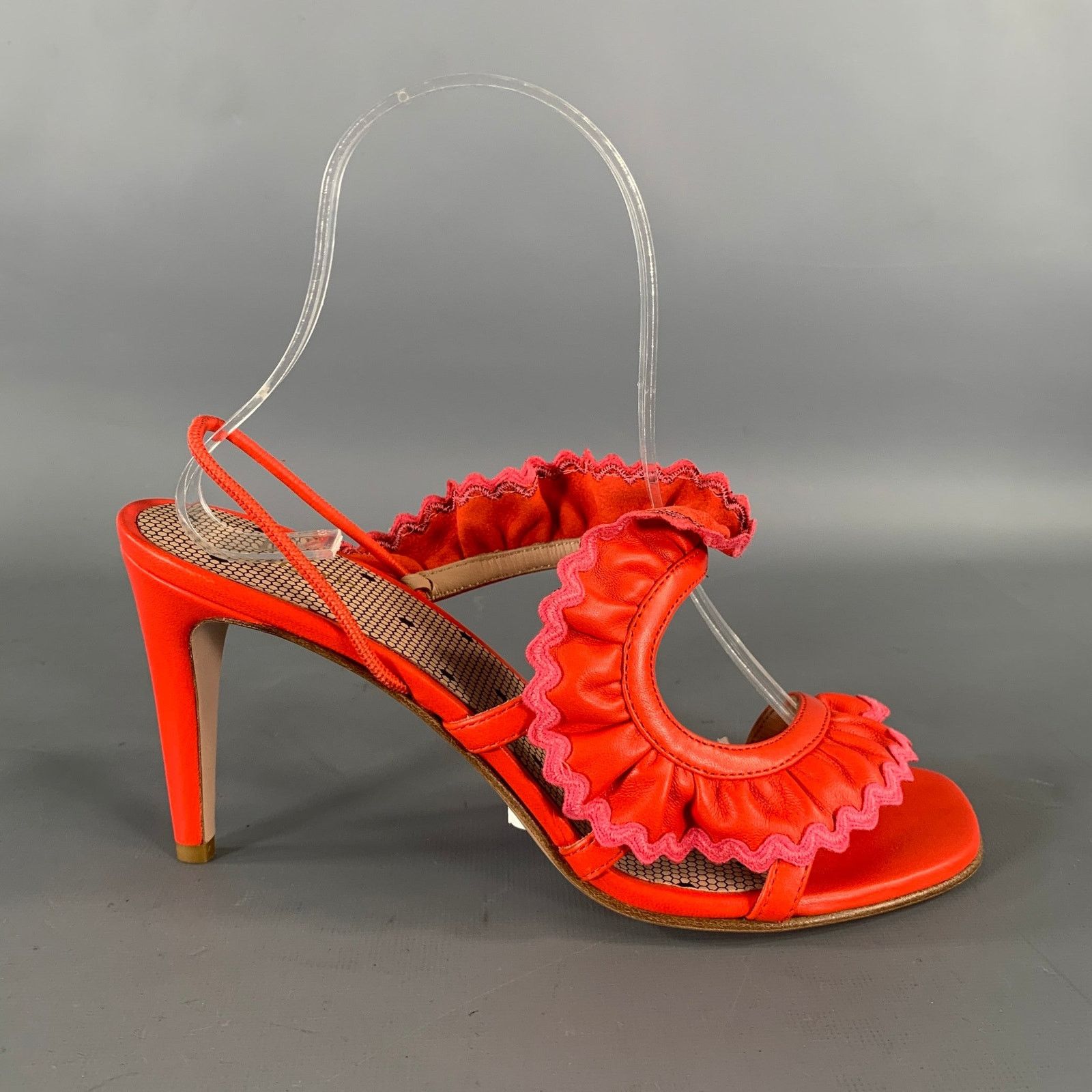 RED Valentino RED VALENTINO Size 7 Orange Pink Ruffled Strappy Sandals Size US 7 / IT 37 - 2 Thumbnail