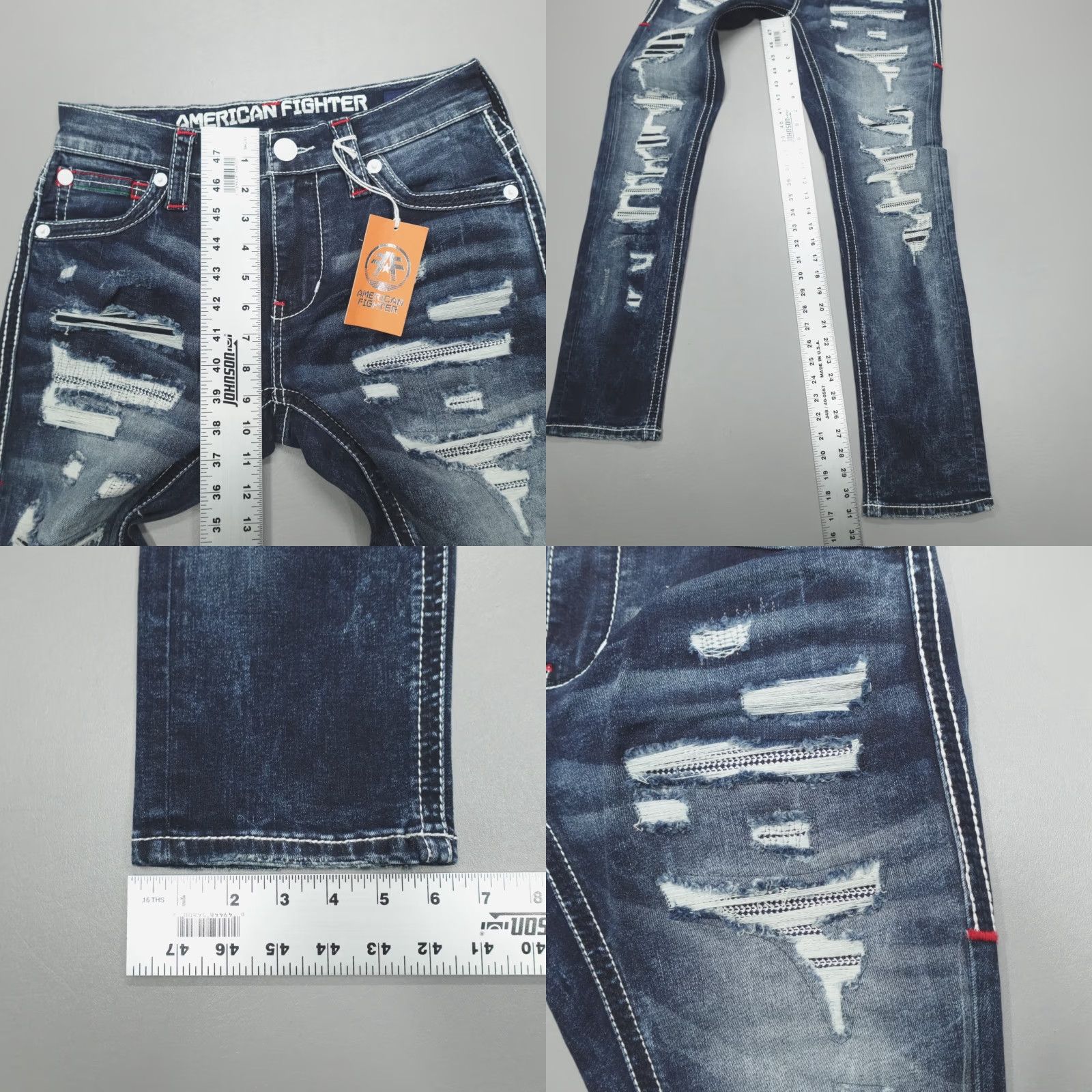 Vintage VINTAGE American Fighter Jeans Slim Men's 28x32 Distressed Denim 5-Pocket Buckle Eagle Colton 90s Mens Jeans Size US 28 / EU 44 - 8 Thumbnail
