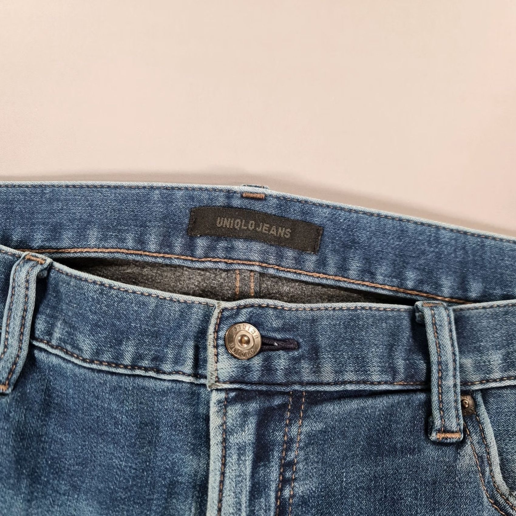 Uniqlo Uniqlo Jeans Blue W35 L34 Slim Tapered Stretch Denim Lined Mens Jeans Regular Fit 5 Pockets Zip Fly Pockets Stretch Denim Men Size US 35 - 3 Thumbnail