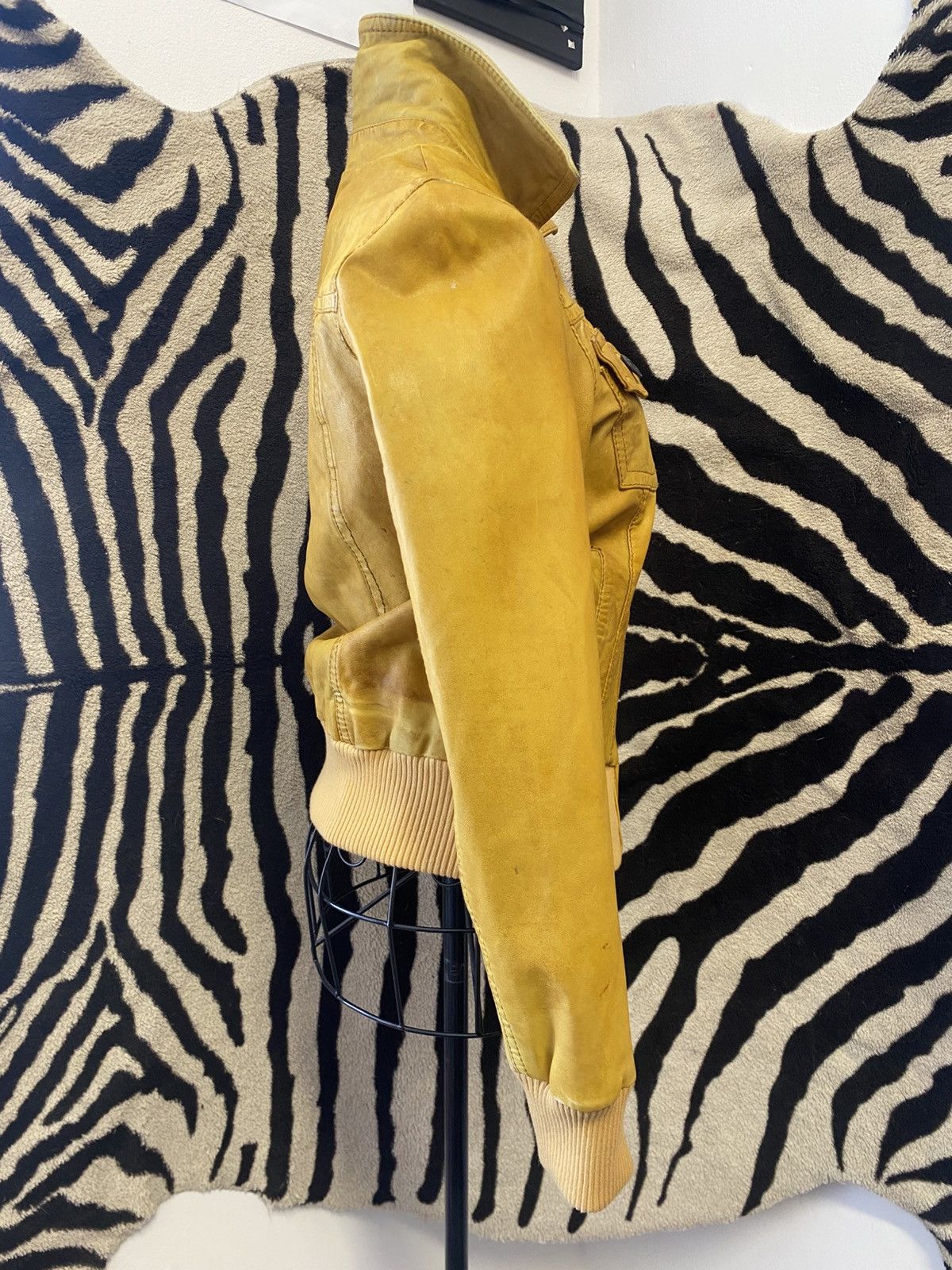 Vintage Yellow mustard leather slim jacket Size S / US 4 / IT 40 - 4 Thumbnail