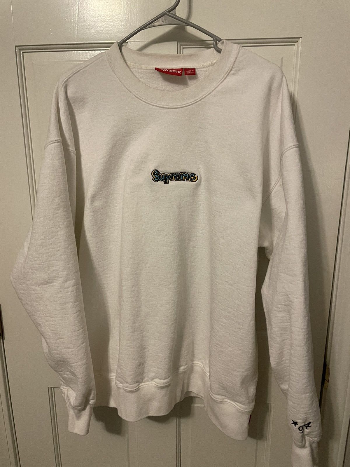 image of Supreme Gonz Logo Crewneck in White, Men's (Size XL)