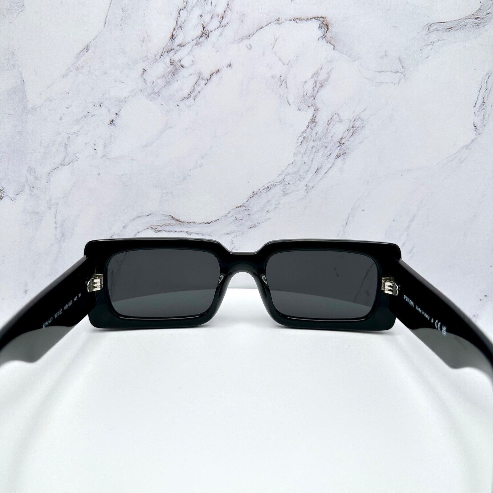 Prada New Prada Sunglasses Black Acetate Rectangle Square I Size ONE SIZE - 11 Thumbnail