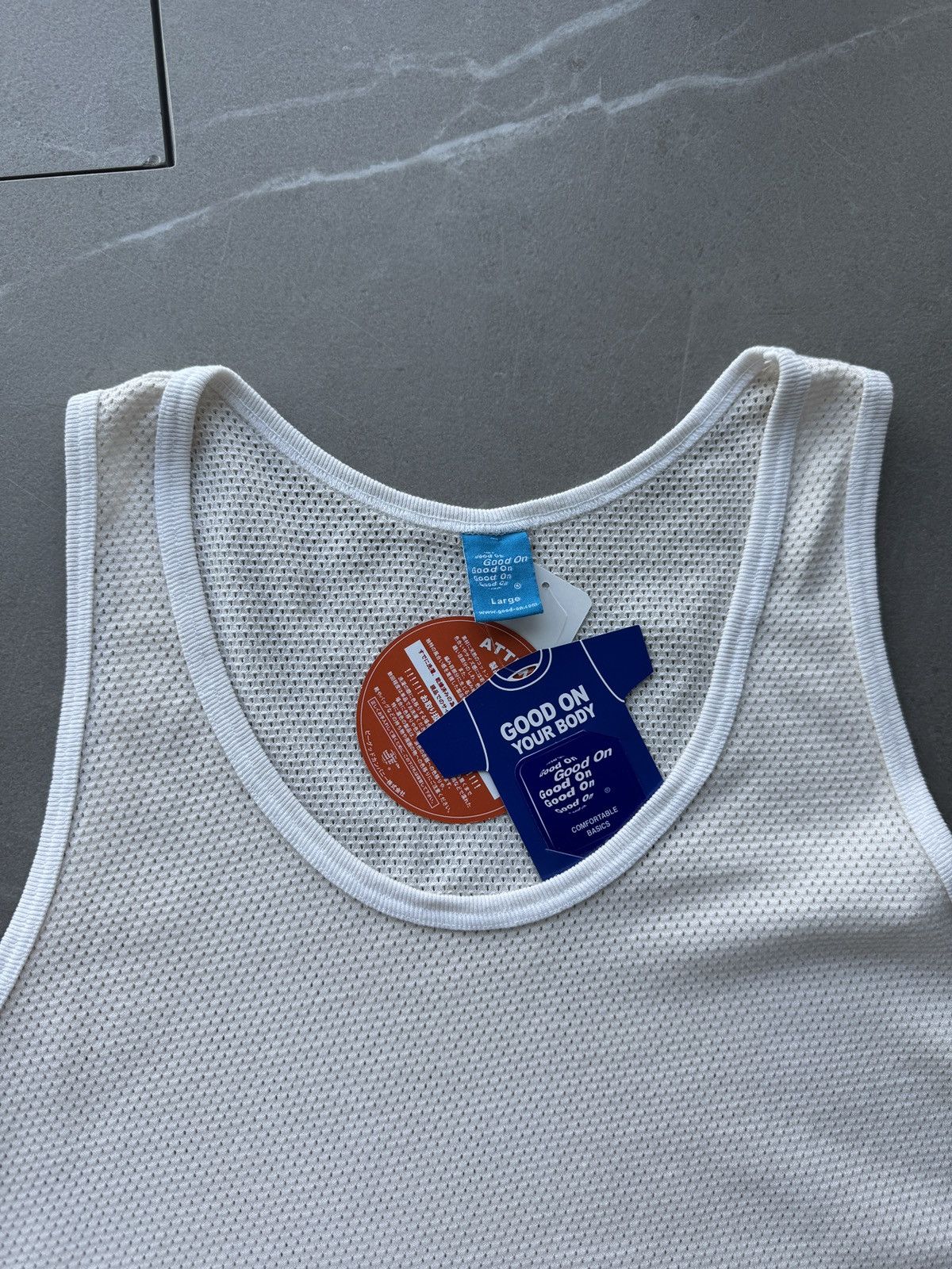 Japanese Brand Good On Japan Made Mesh Fabric USA Cotton Mens Tank Top sz L Size US L / EU 52-54 / 3 - 2 Thumbnail