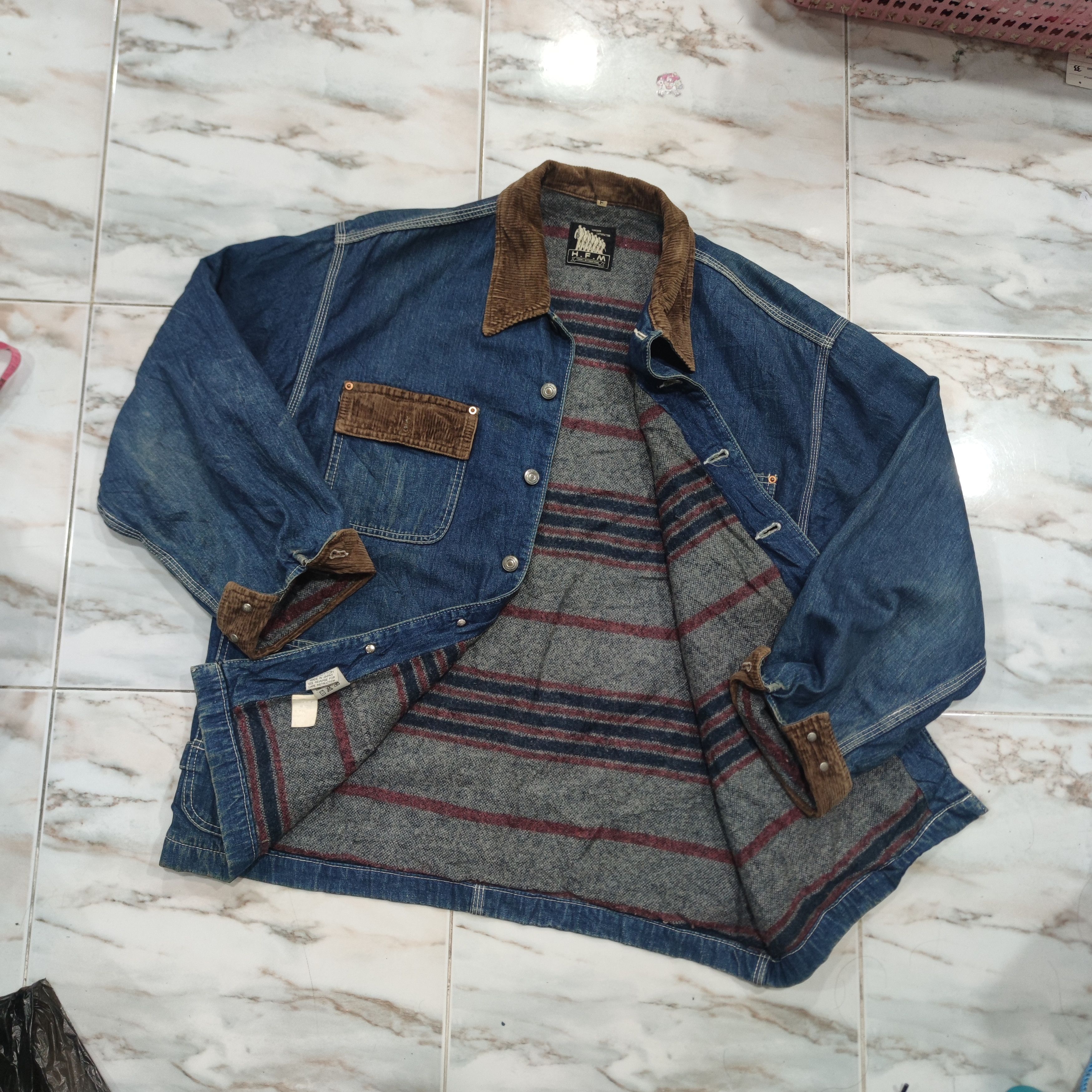 Japanese Brand × Vintage HFM TOBIAS INTERNATIONAL DENIM BLANKET LINED CHORE JACKET Size US L / EU 52-54 / 3 - 5 Thumbnail