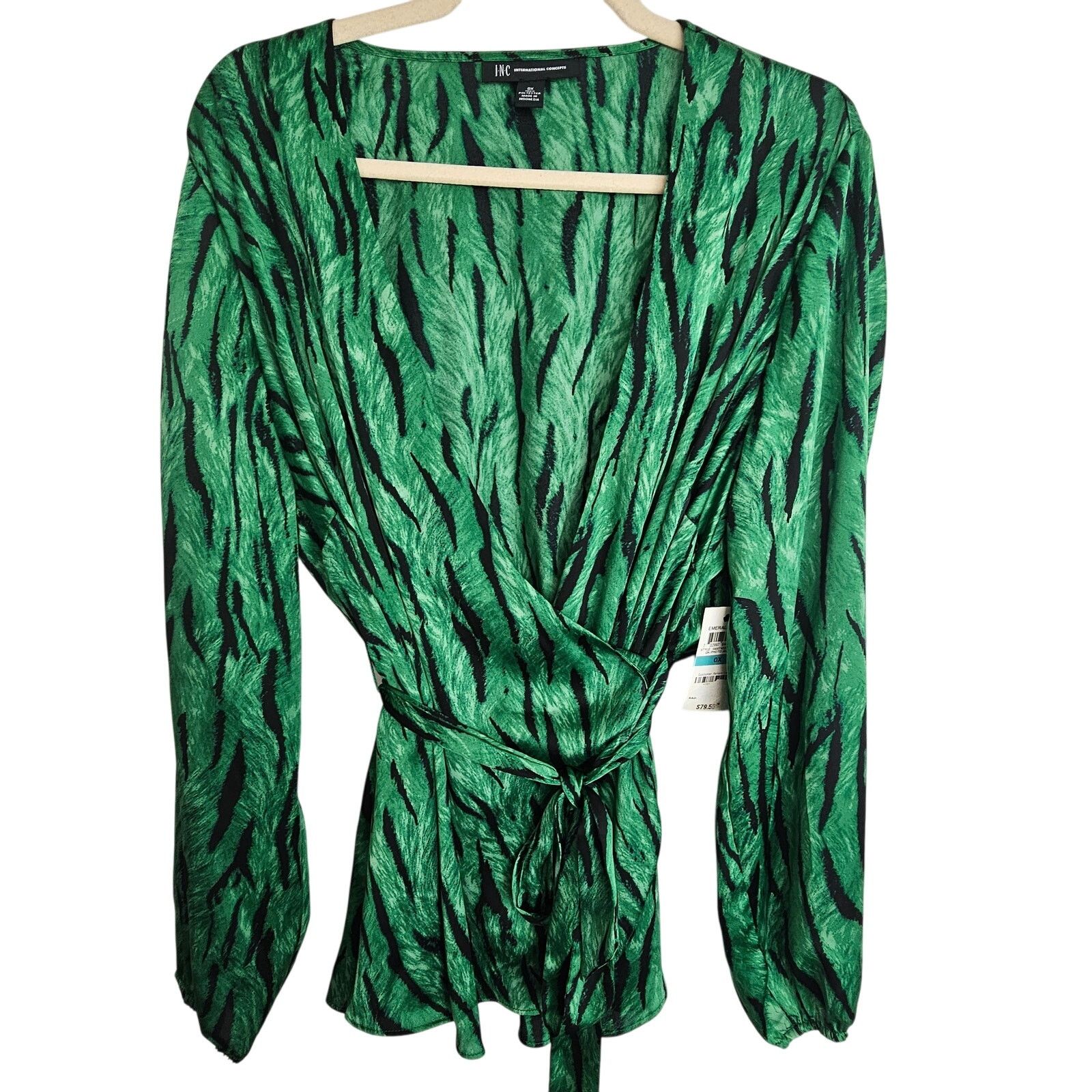 CNCPTS INC International Concepts Womens Blouse Zebra Satin Wrap Size XL / US 12-14 / IT 48-50 - 1 Thumbnail