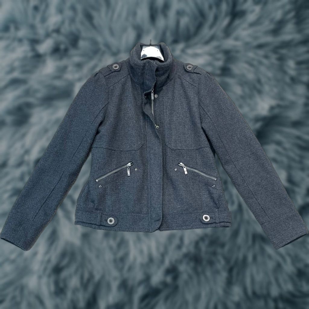 Vintage CoffeeShop Women Jacket Trench Full Zip Lined Pockets Gray M Outdoors Casual Winter Size M / US 6-8 / IT 42-44 - 1 Thumbnail